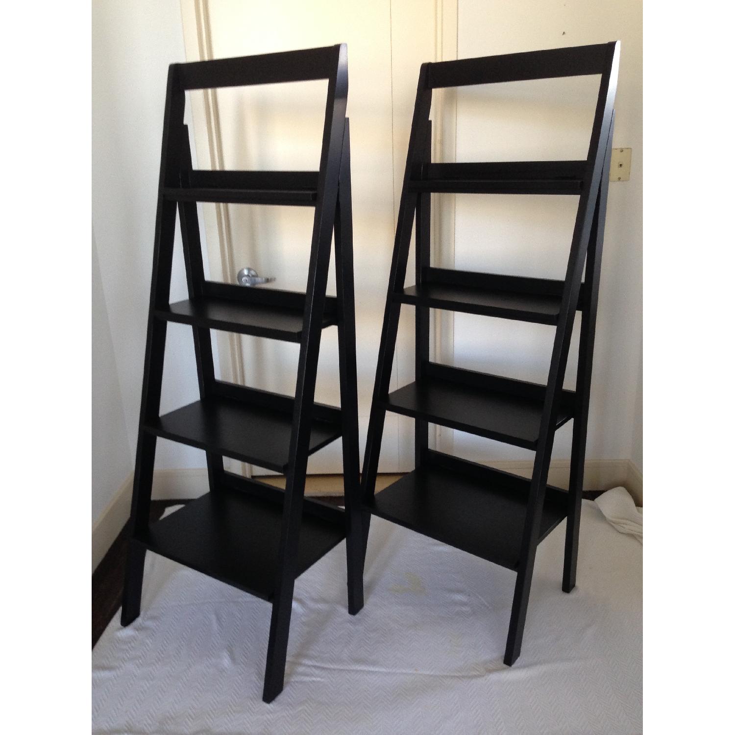 Ethan Allen Black Ladder Bookshelves - image-1