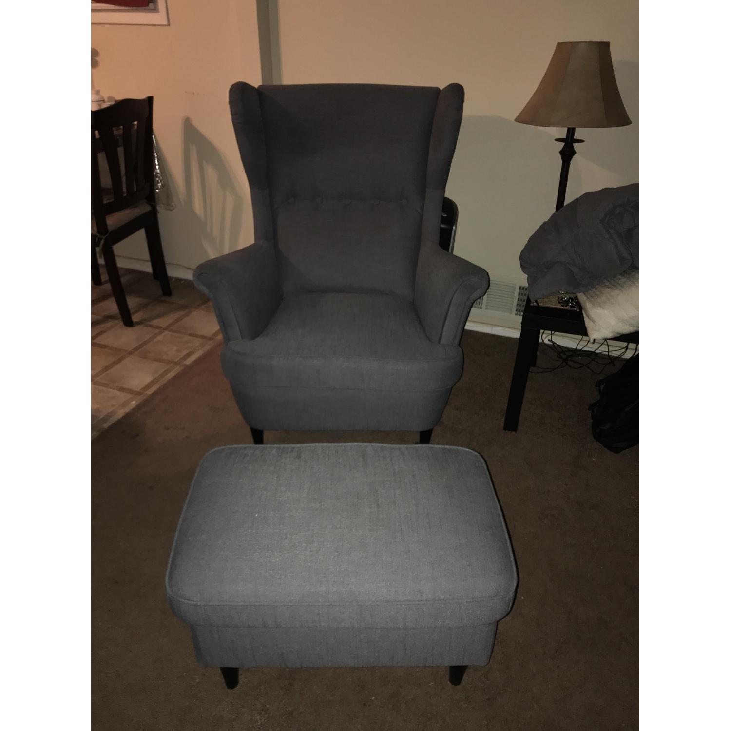 Ikea Wingback Chair in Grey AptDeco