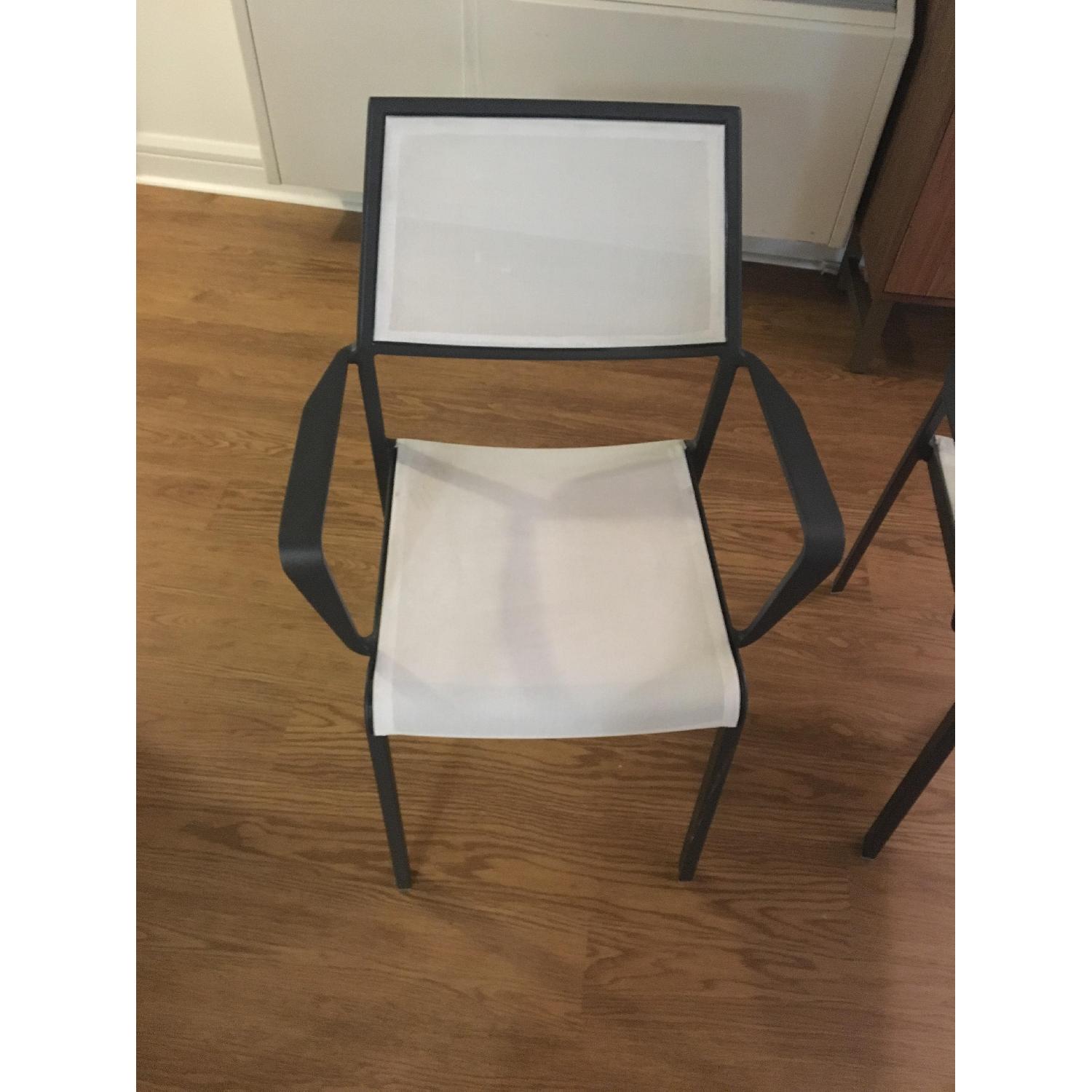 Crate & Barrel Largo White Mesh Outdoor/Patio Dining Chairs - image-1