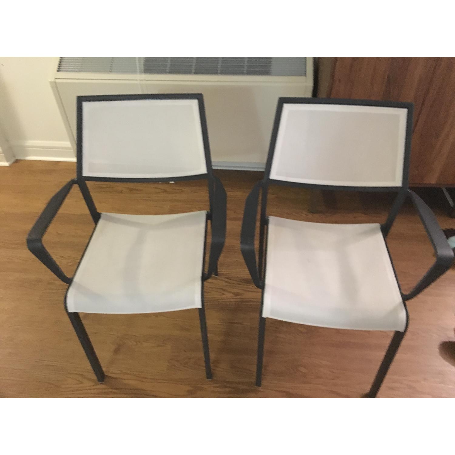 Crate & Barrel Largo White Mesh Outdoor/Patio Dining Chairs - image-3