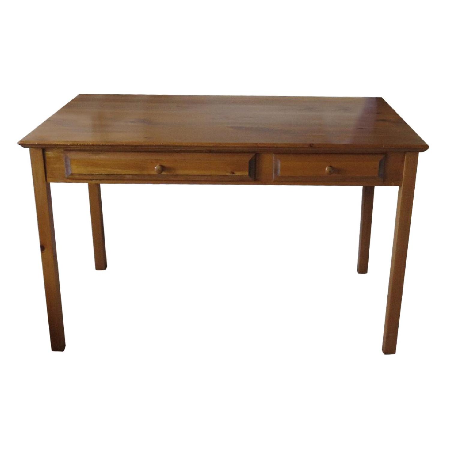 Pine Finish Computer Desk w/ 2 Drawers - image-0