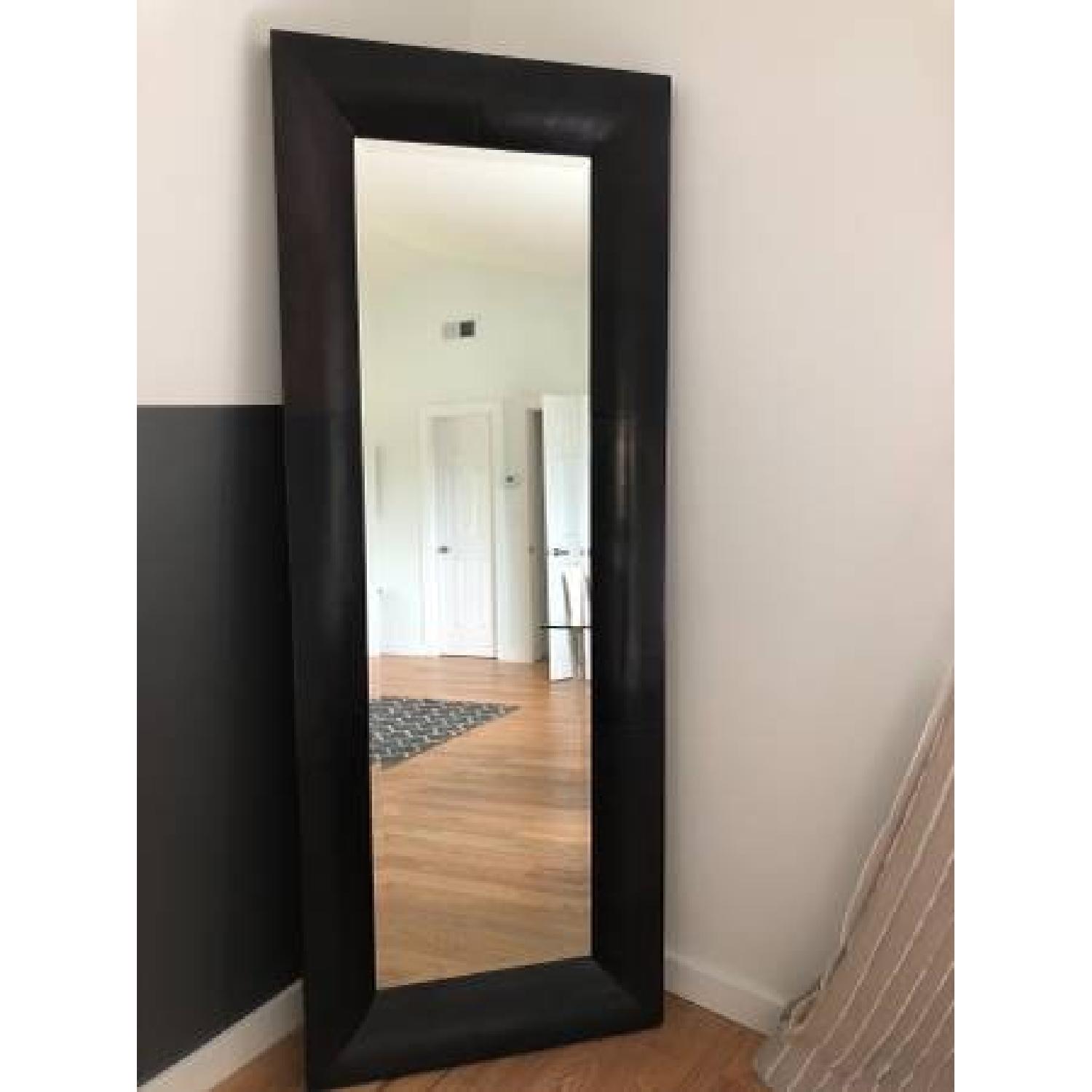 Crate & Barrel Black Leather Wall Mirror - image-1