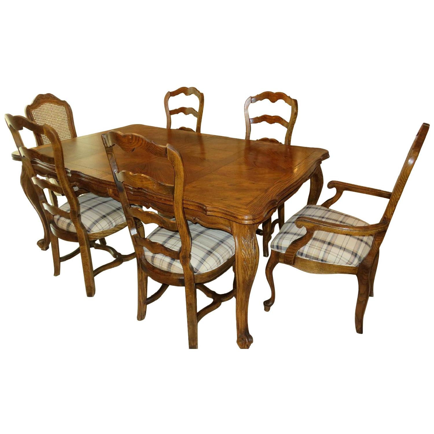 Century Furniture Country French Solid Oak Table w/ 6 Chairs - image-0