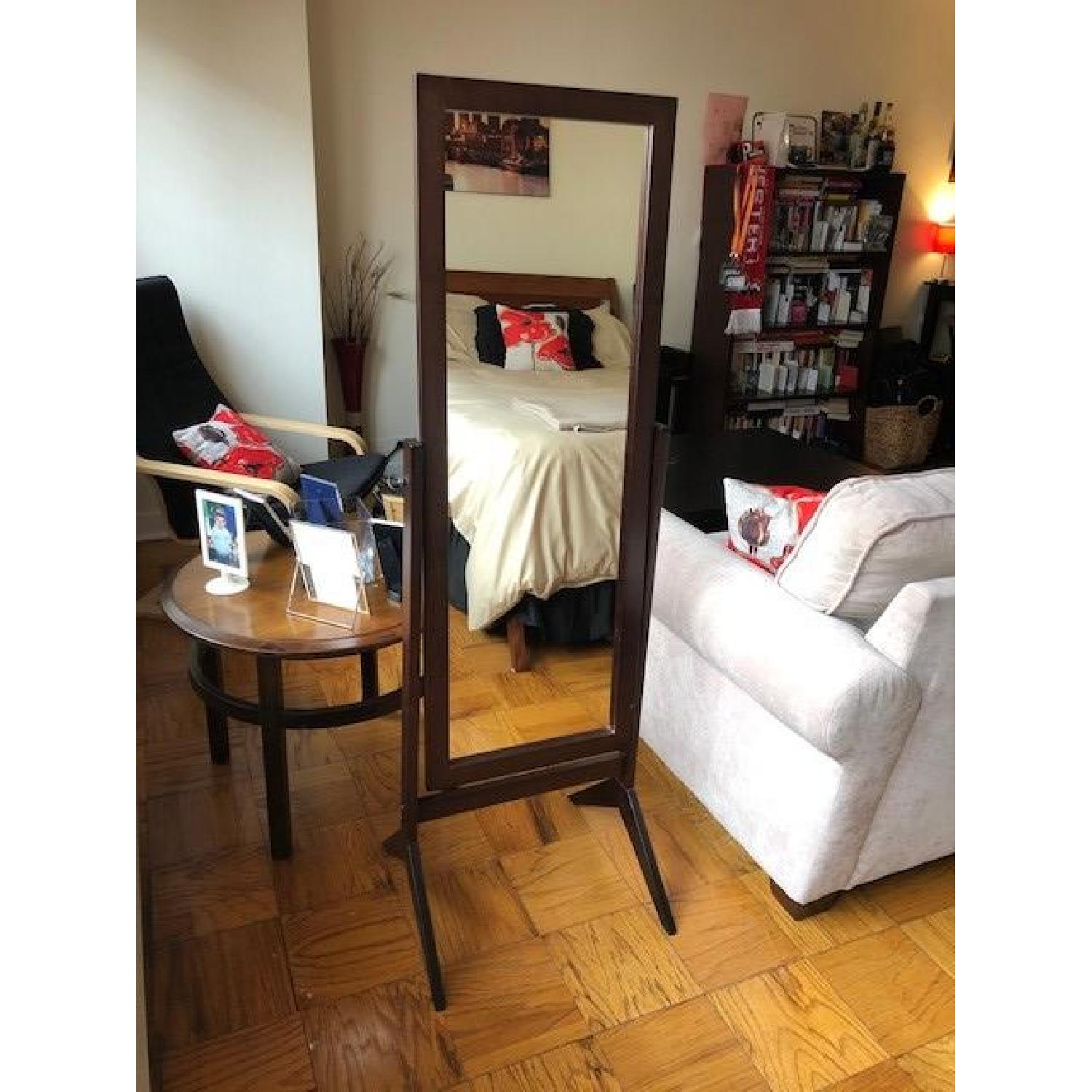 Brown-Framed Bedroom Floor Mirror - image-1