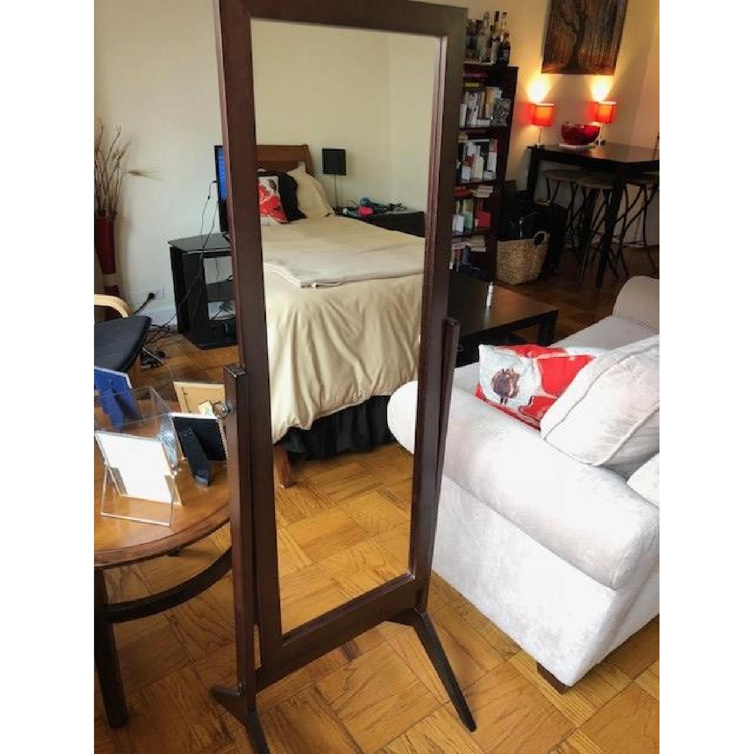 Brown-Framed Bedroom Floor Mirror - image-2