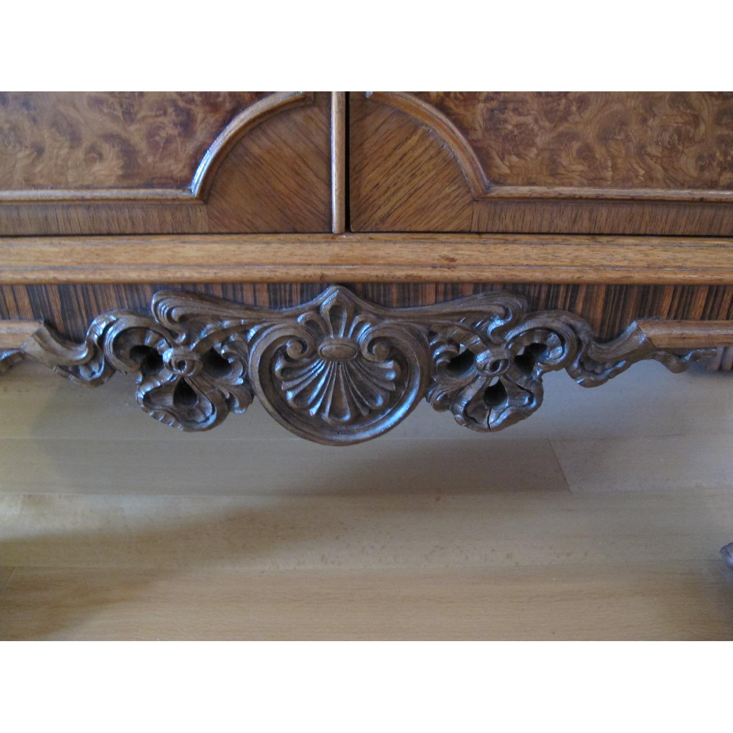 Antique Gothic Burled Walnut Commode Chest Console AptDeco antique-gothic-burled-walnut-commode-chest-console-aptdeco