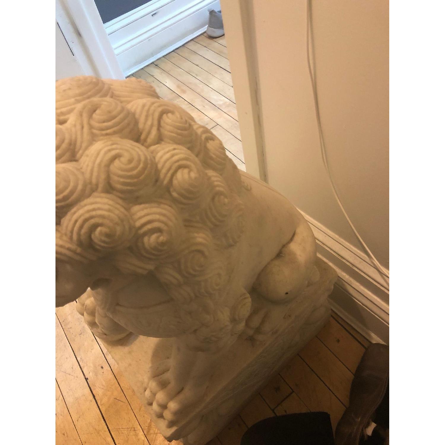 Antique Carved Marble Foo Dogs - image-1