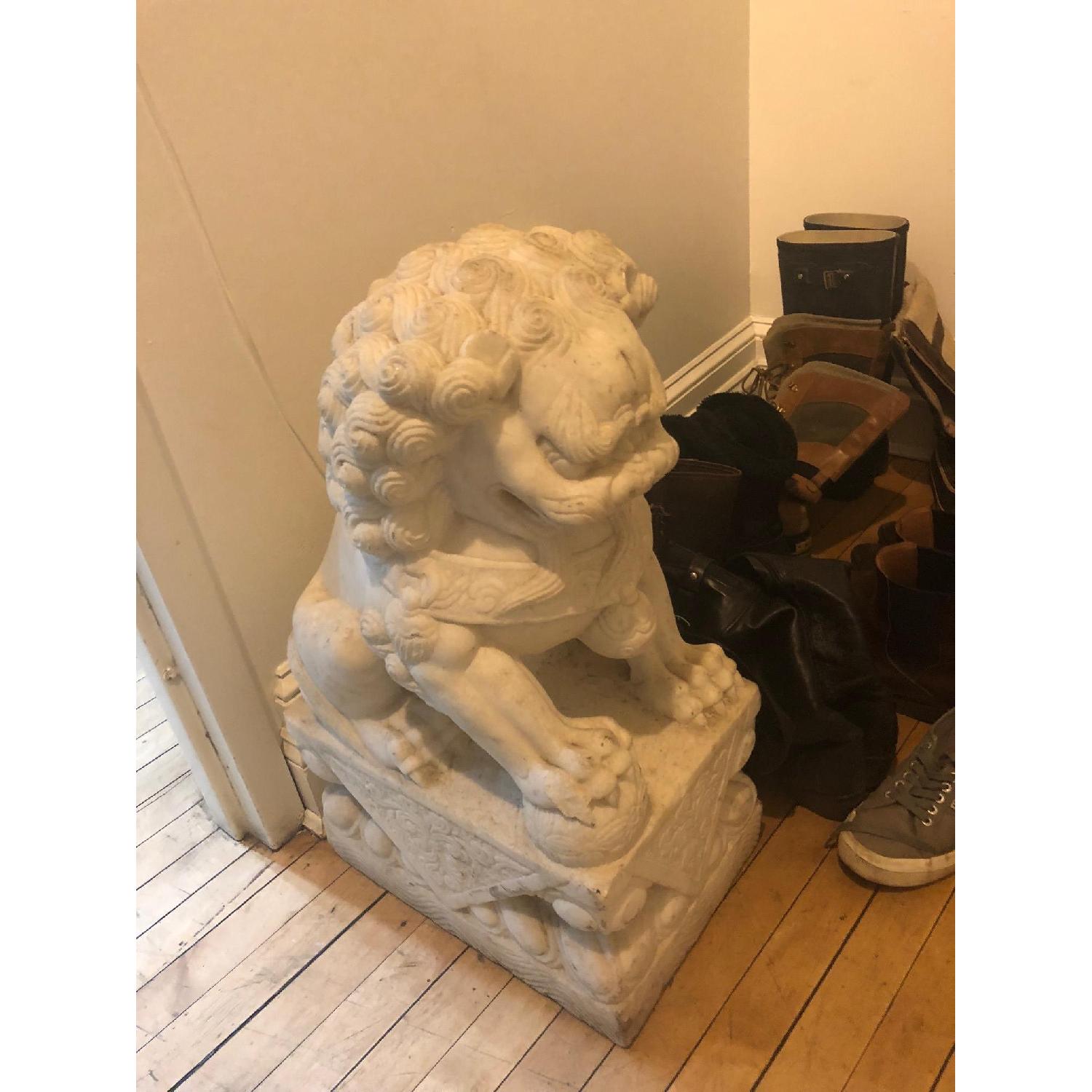 Antique Carved Marble Foo Dogs - image-6