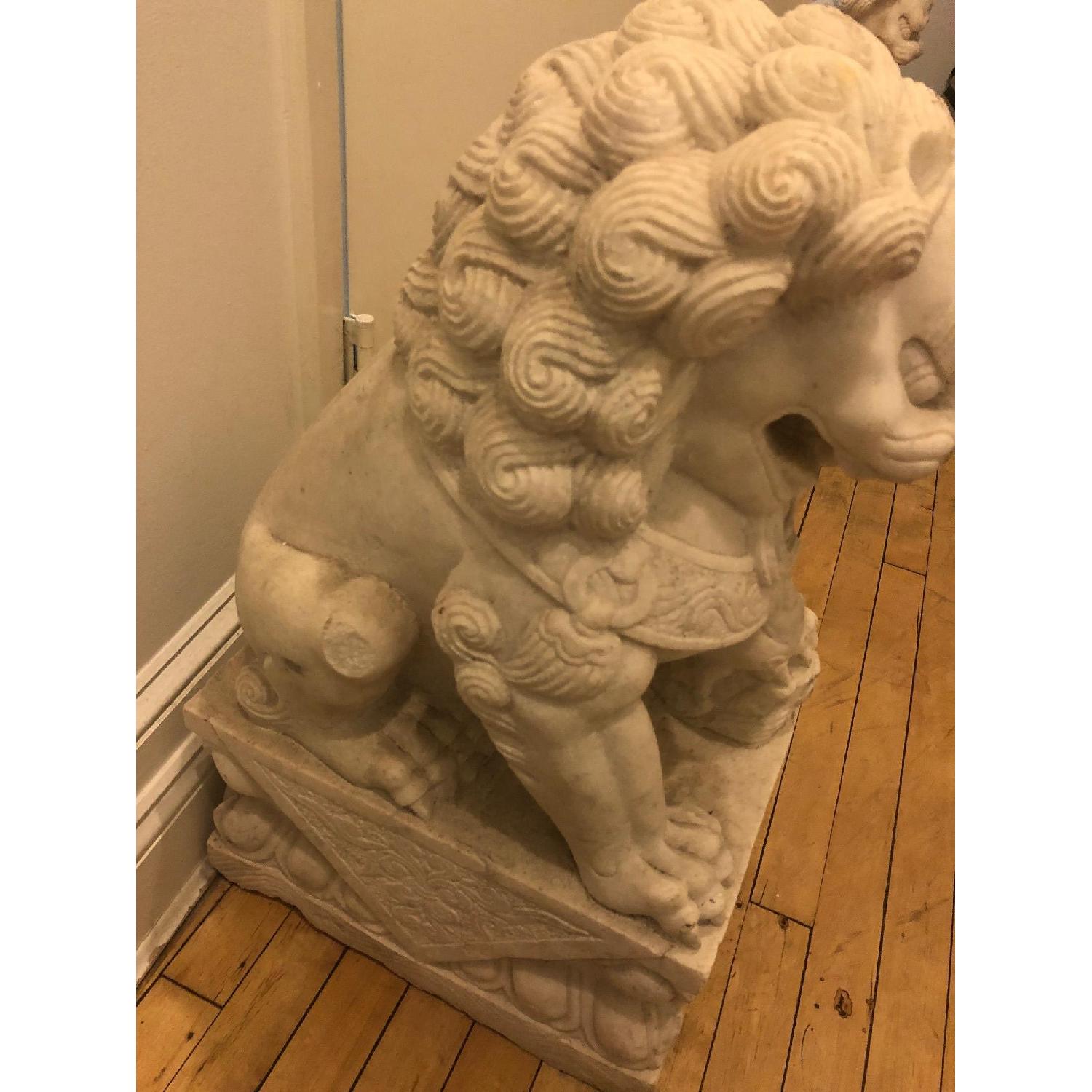 Antique Carved Marble Foo Dogs - image-8
