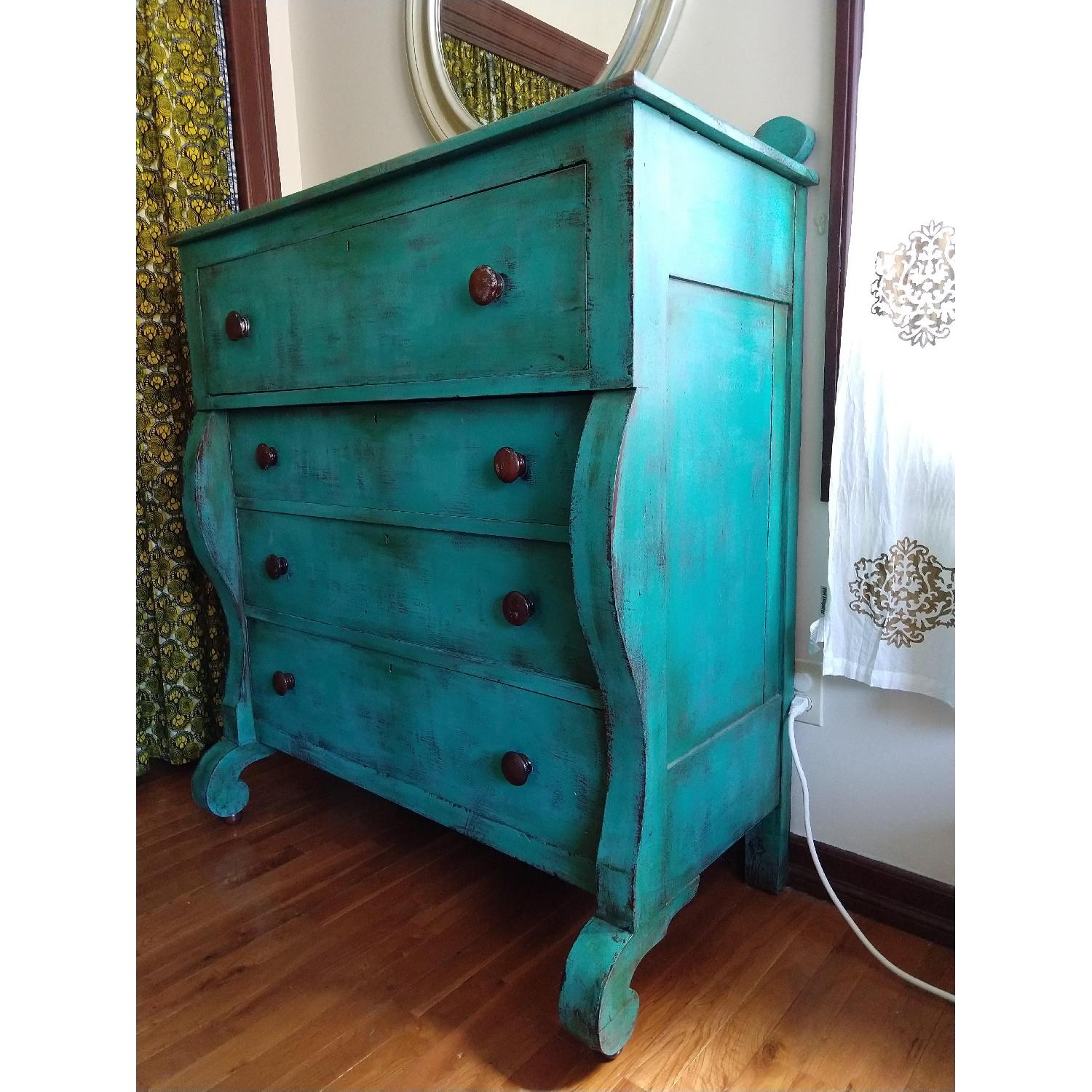 Antique Late 1800's Hand-Painted Turquoise Dresser - image-2
