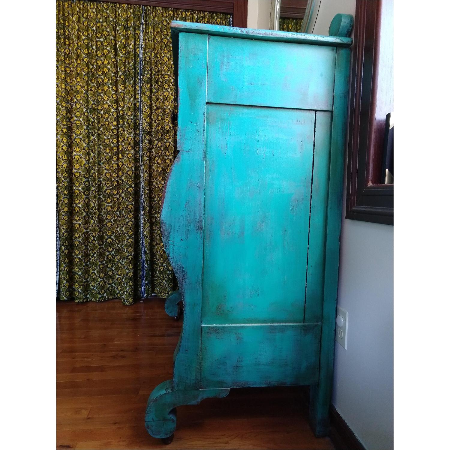 Antique Late 1800's Hand-Painted Turquoise Dresser - image-3