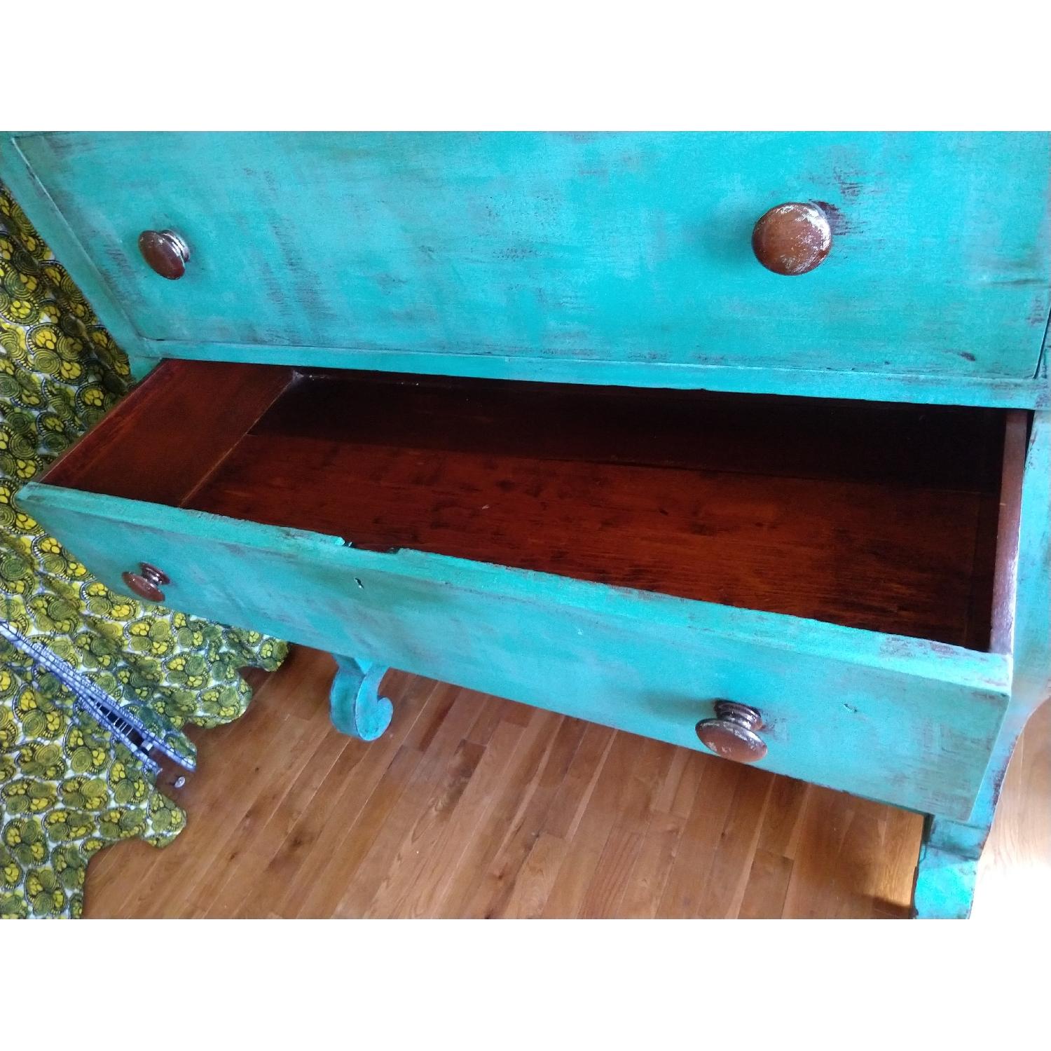 Antique Late 1800's Hand-Painted Turquoise Dresser - image-4