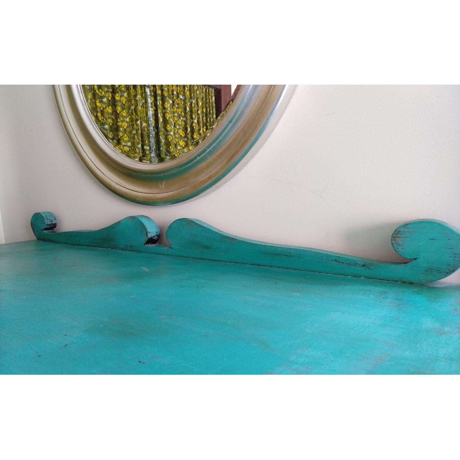 Antique Late 1800's Hand-Painted Turquoise Dresser - image-6