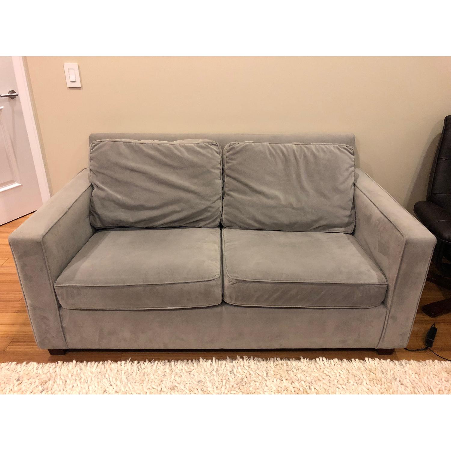 West Elm Henry Dove Grey Velvet Sofa - image-1