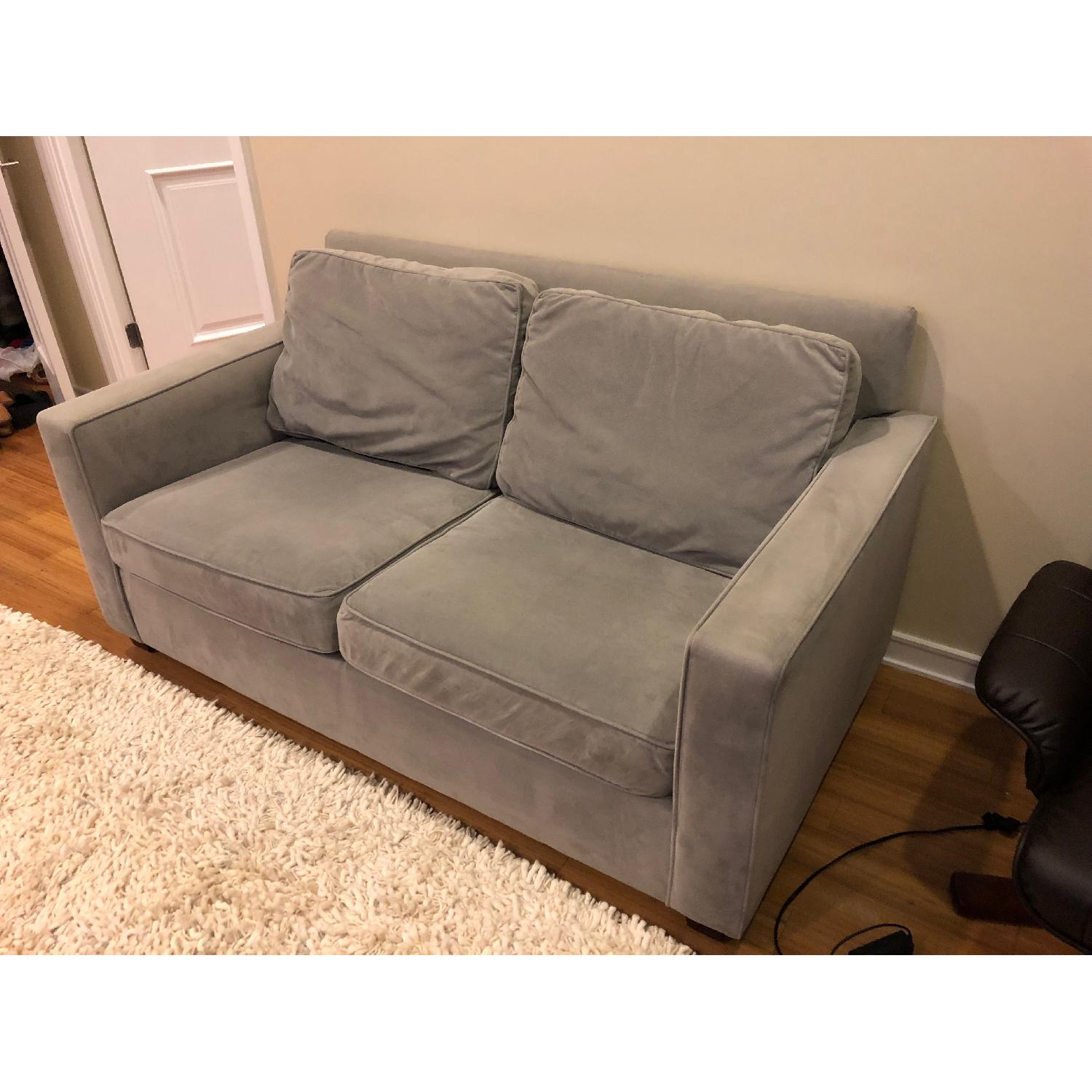 West Elm Henry Dove Grey Velvet Sofa - image-2