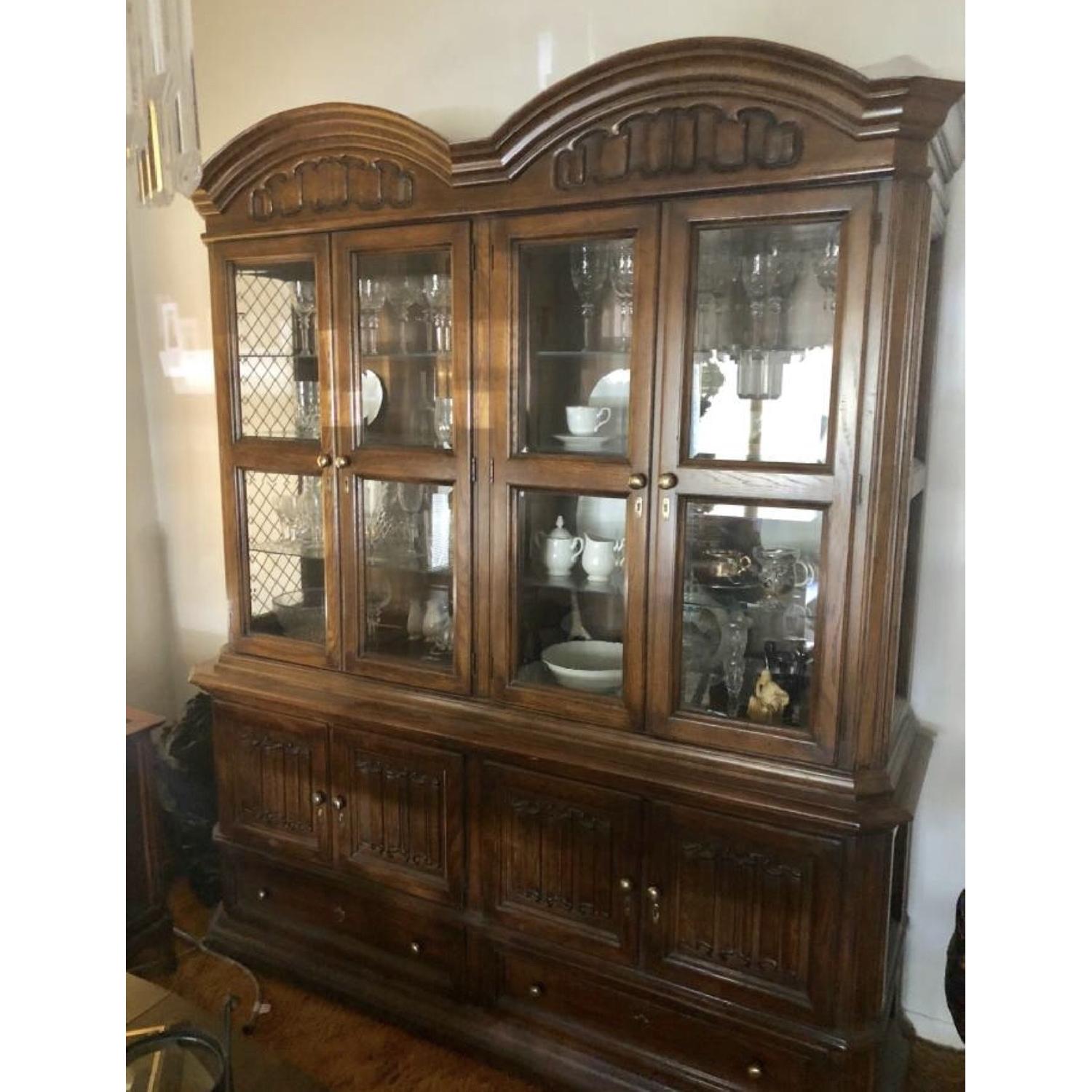 Vintage Solid Wood China Cabinet Hutch Aptdeco