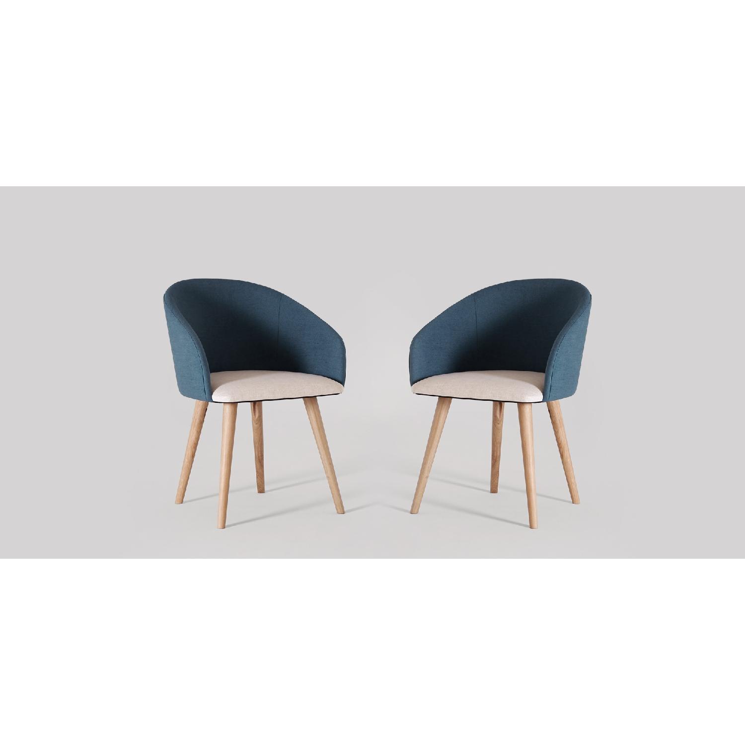 Swoon Editions Blue & Natural Linen & Oak Dining Chairs - image-2
