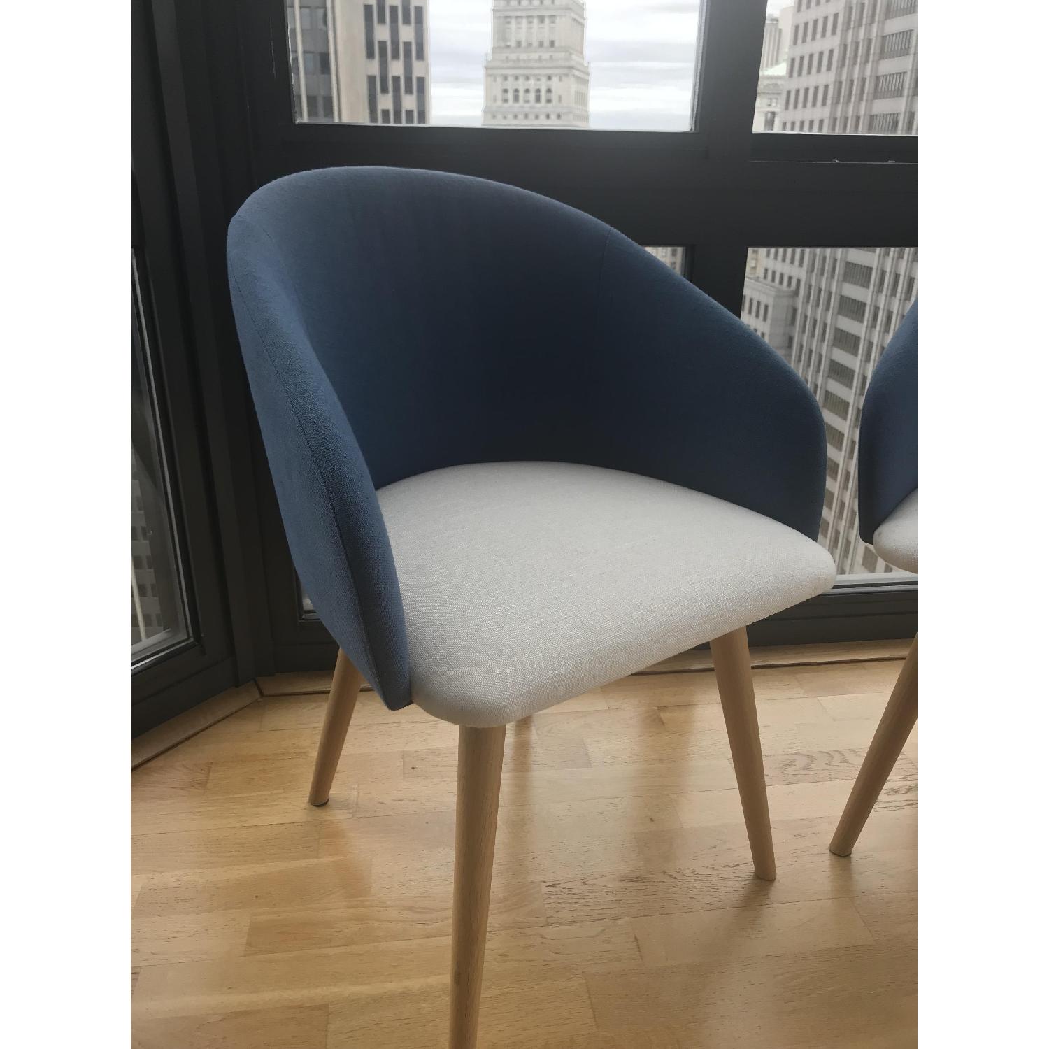 Swoon Editions Blue & Natural Linen & Oak Dining Chairs - image-3