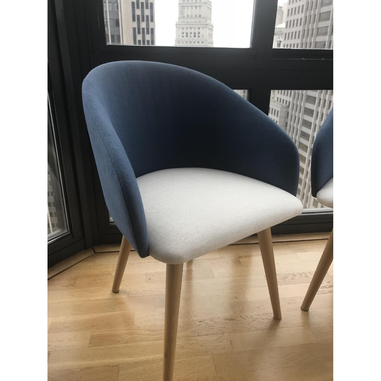 Swoon Editions Blue & Natural Linen & Oak Dining Chairs - image-6