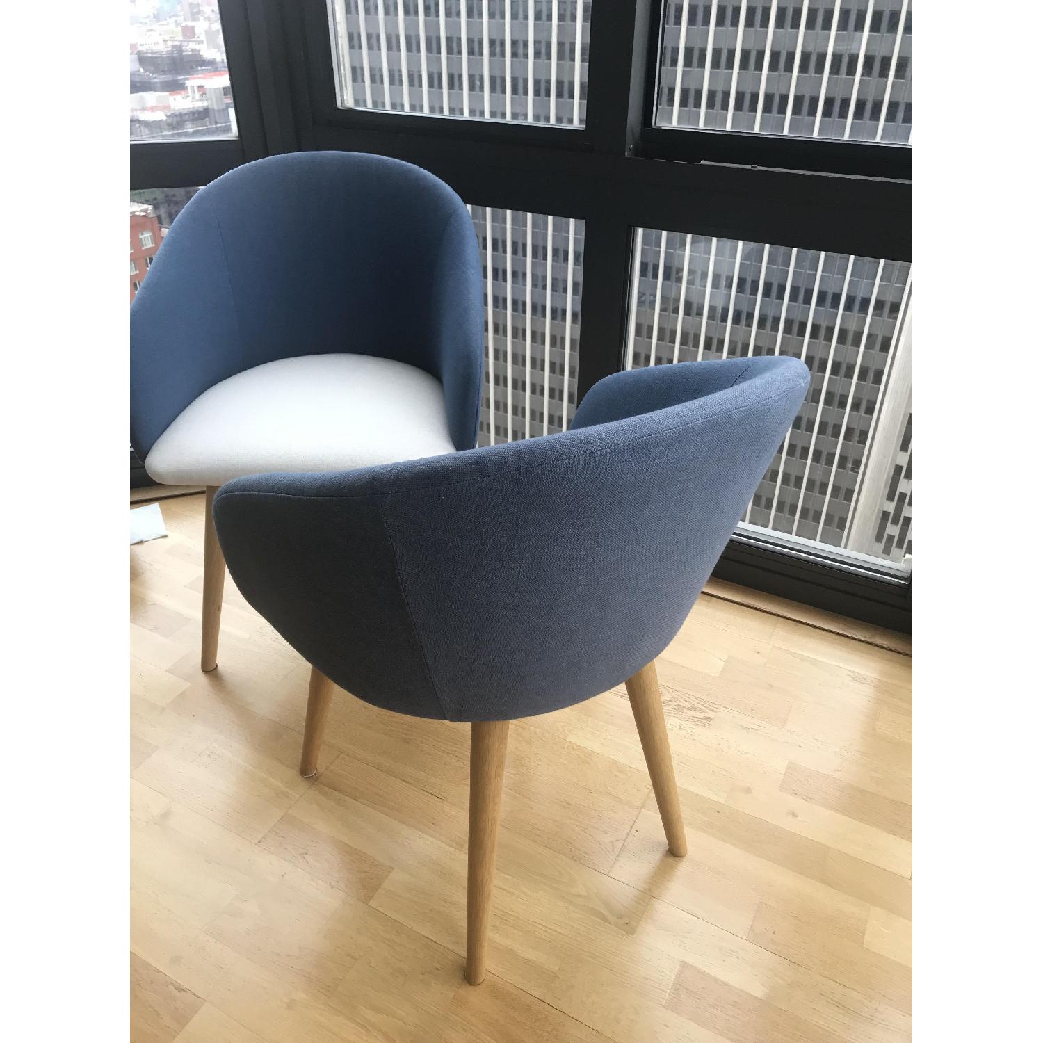 Swoon Editions Blue & Natural Linen & Oak Dining Chairs - image-7