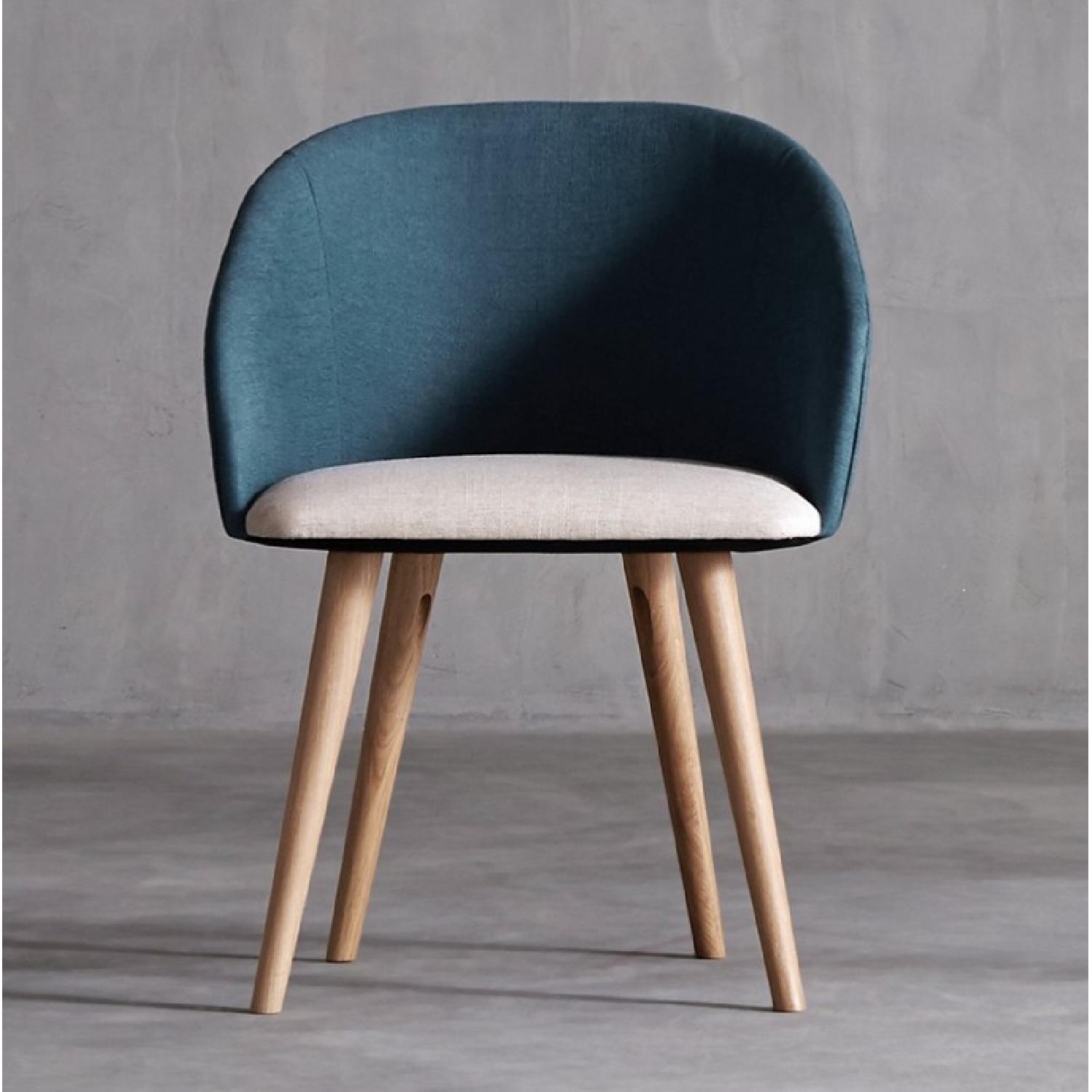 Swoon Editions Blue & Natural Linen & Oak Dining Chairs - image-8