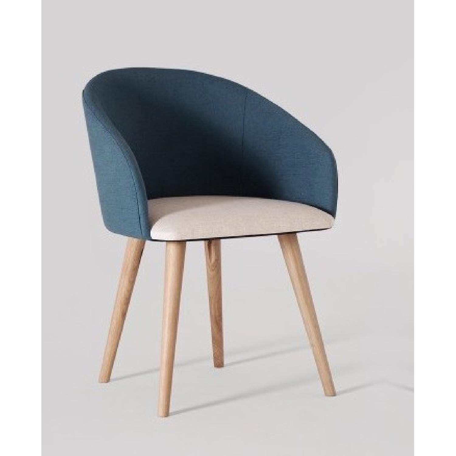 Swoon Editions Blue & Natural Linen & Oak Dining Chairs - image-9