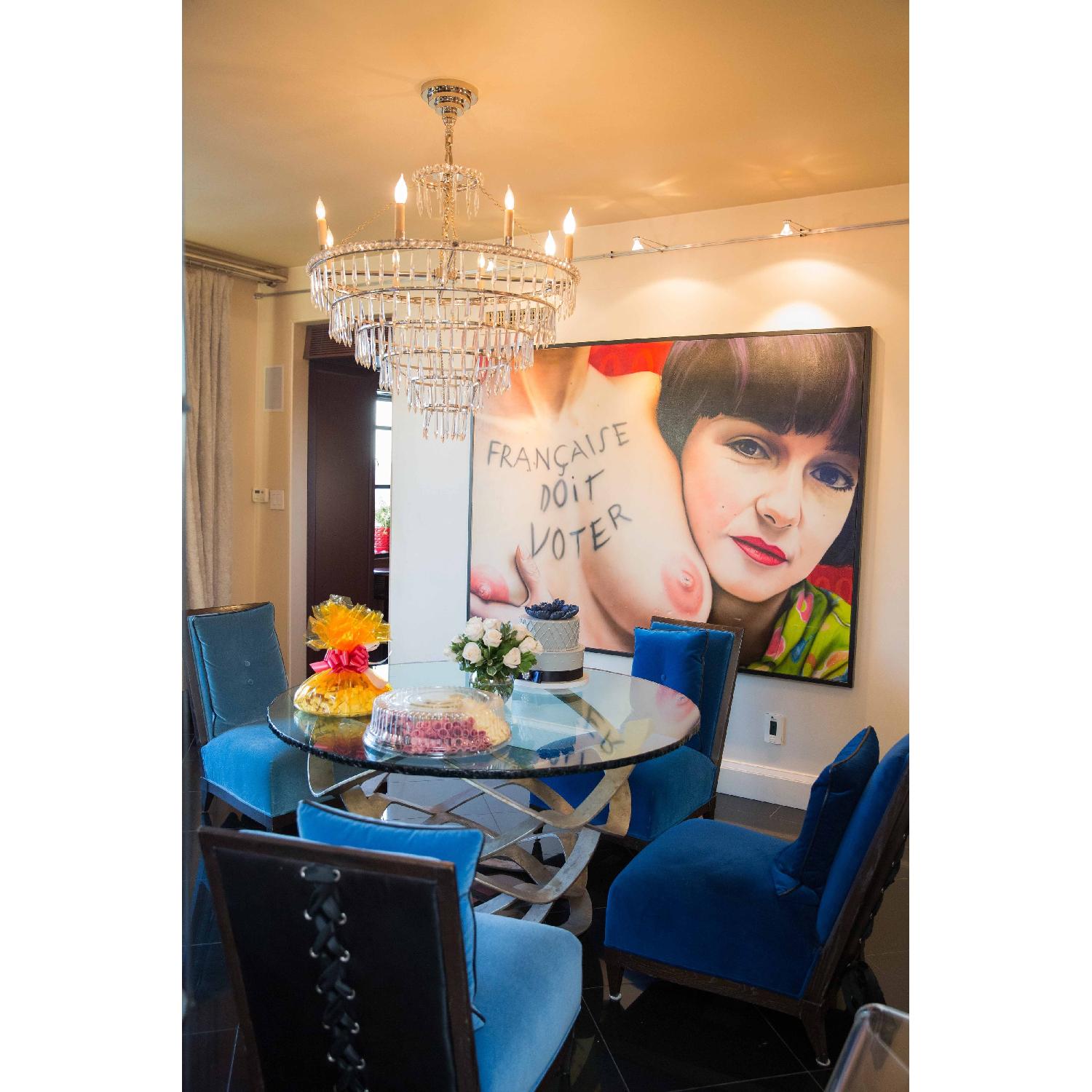 Donghia Velvet Blue Upholstered Side Chairs - image-1