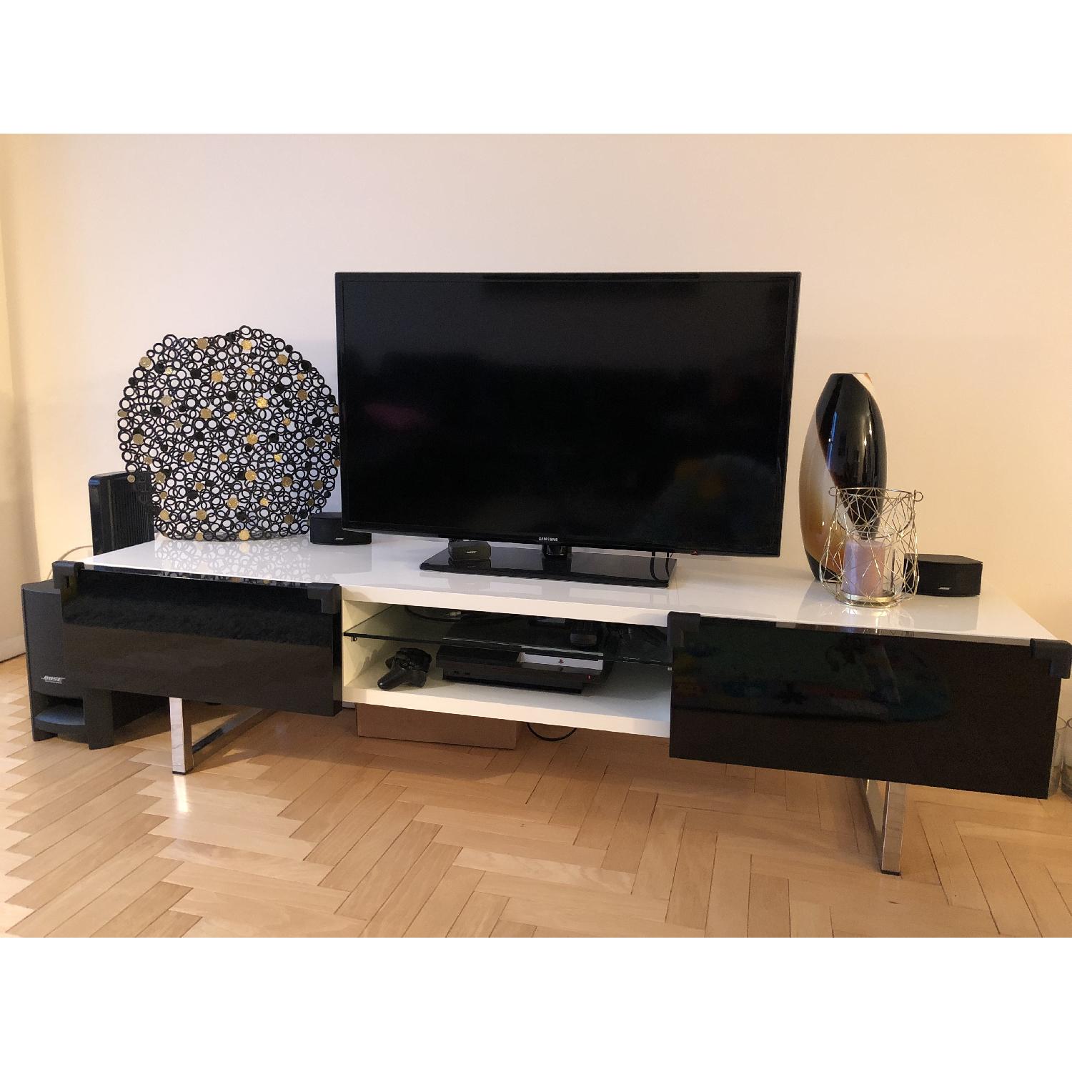 Calligaris TV Stand in White & Black Lacquer - image-3