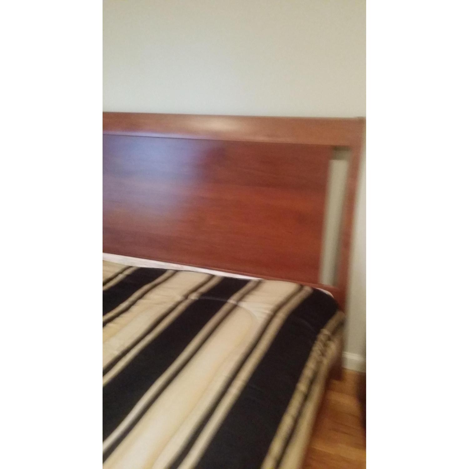 Natural Solid Wood Queen Sleigh Bed w/ Headboard - AptDeco