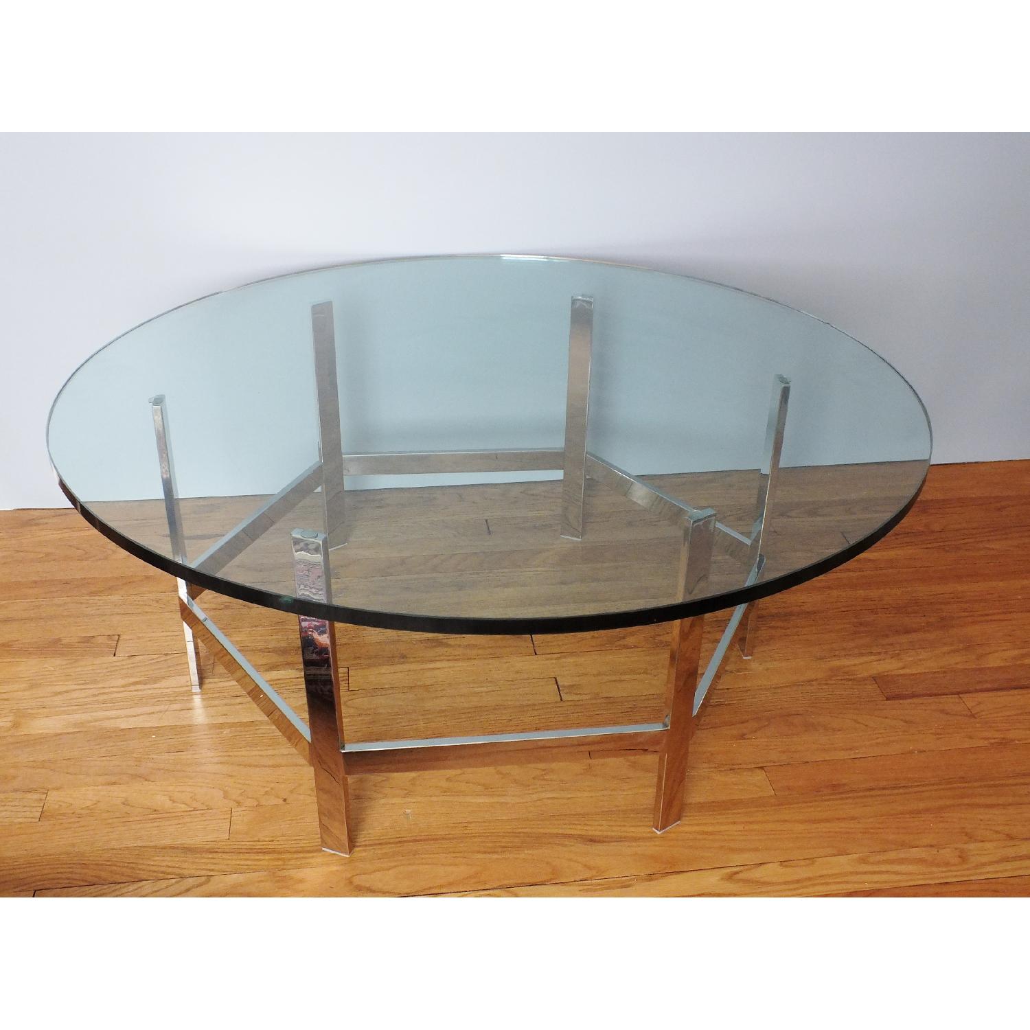 Mid-Century Modern Round Chrome Glass Coffee Table - image-2