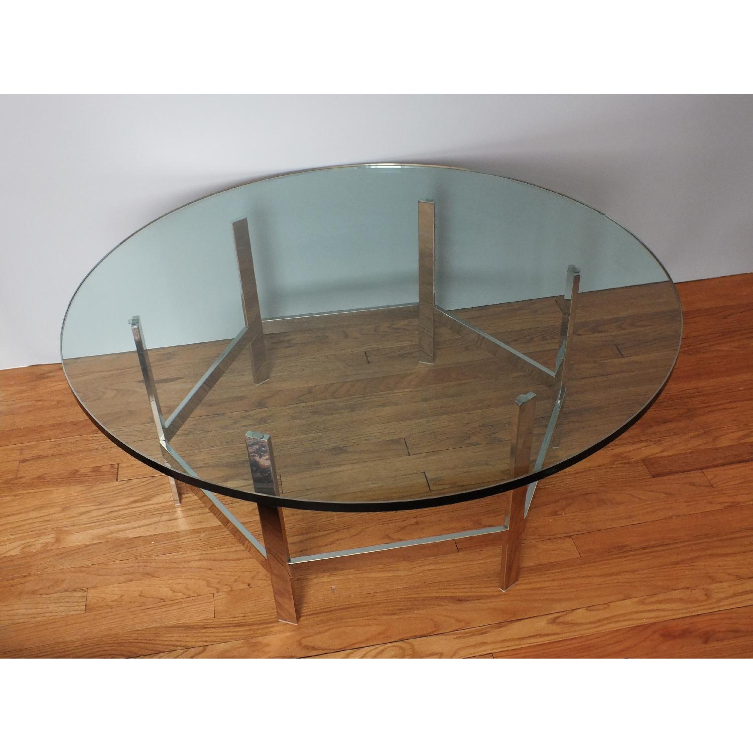 Mid-Century Modern Round Chrome Glass Coffee Table - image-3