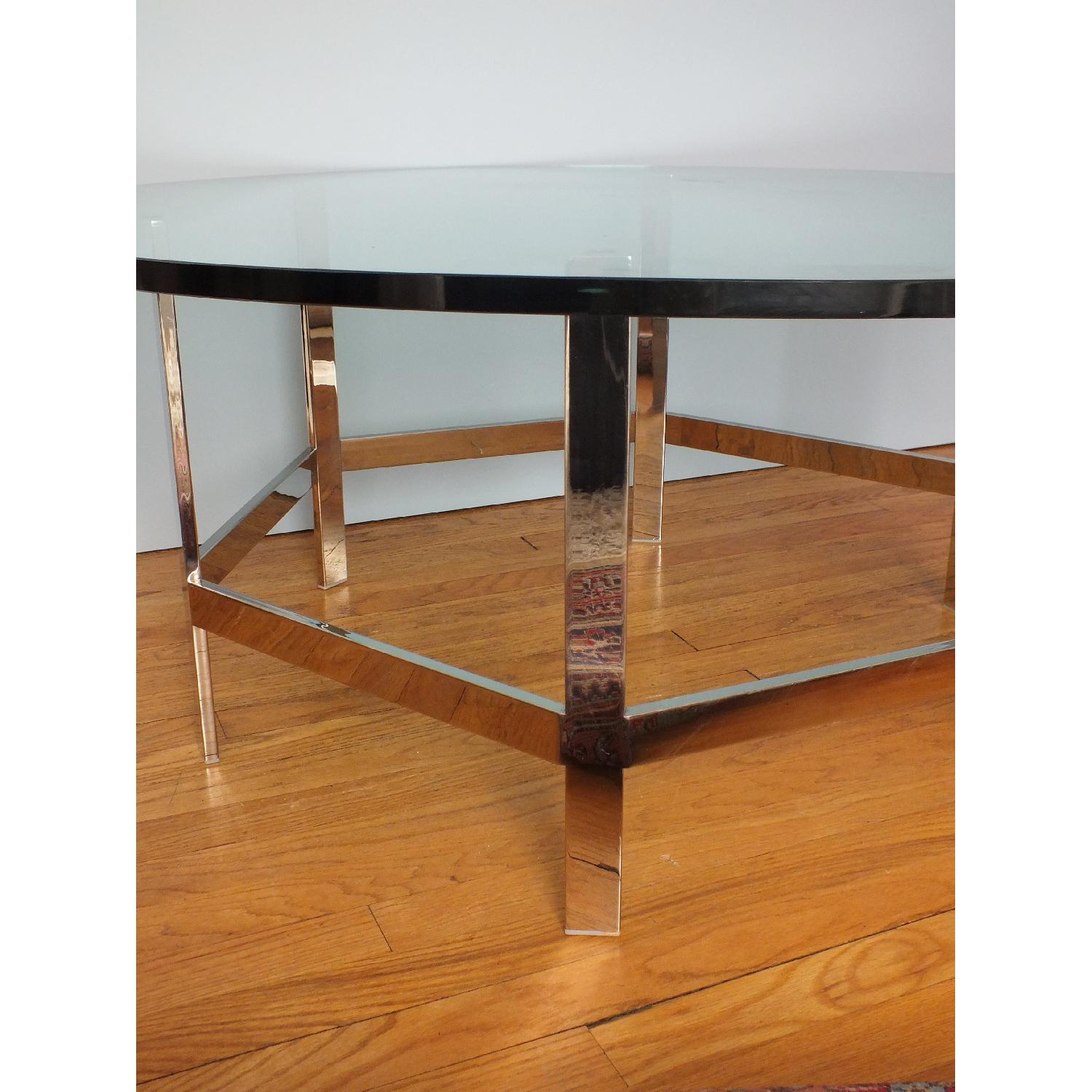 Mid-Century Modern Round Chrome Glass Coffee Table - image-4
