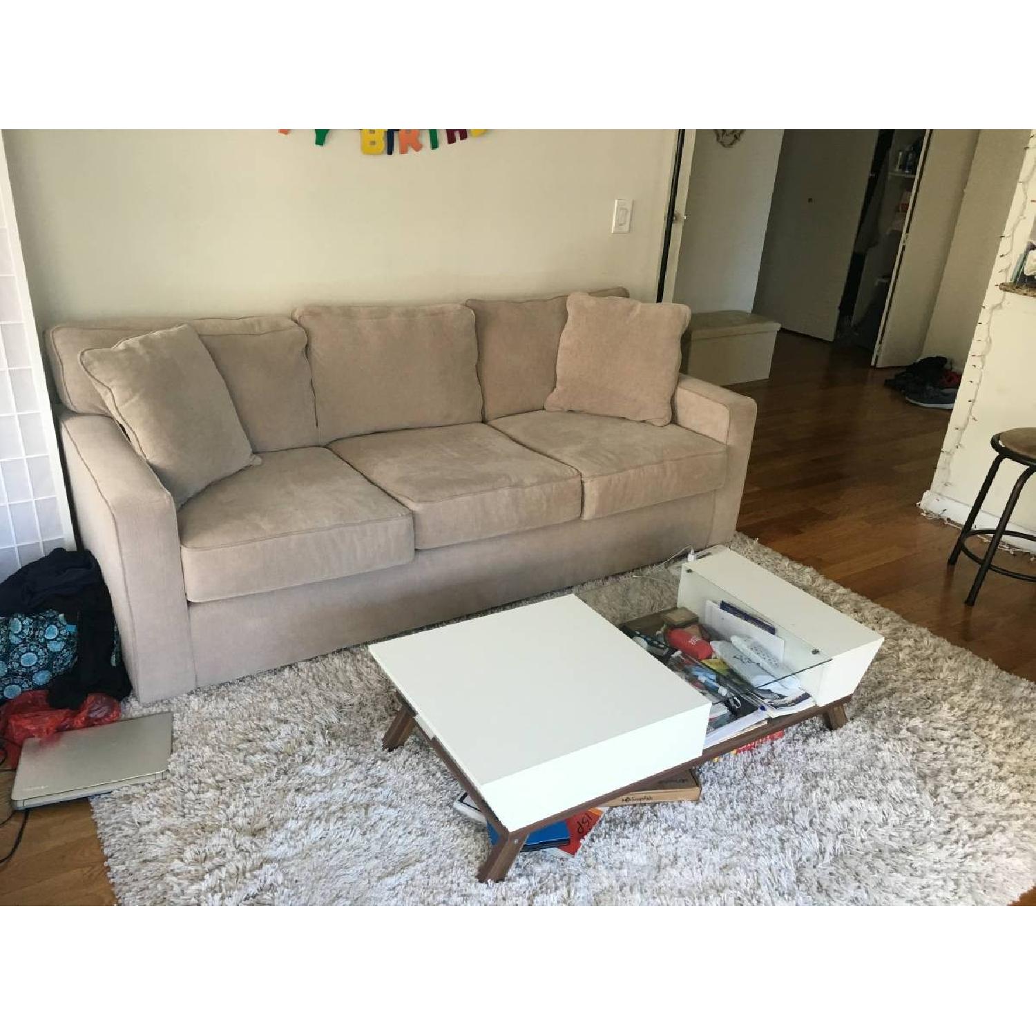 Macy's 3 Seat Fabric Sofa in Chrome/Beige - image-1