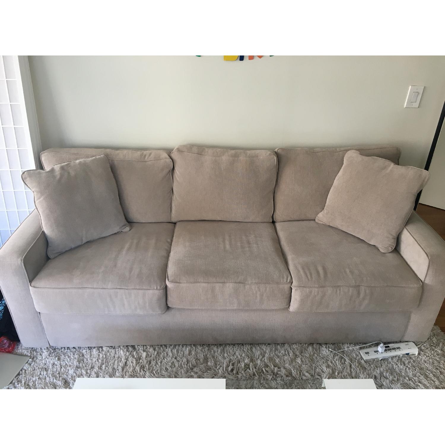 Macy's 3 Seat Fabric Sofa in Chrome/Beige - image-3