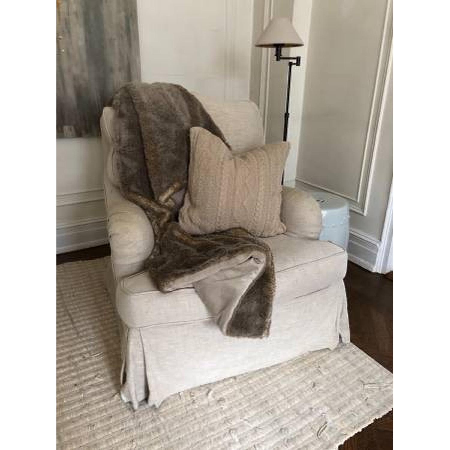 Restoration Hardware Camelback Slipcovered Swivel Glider - image-5