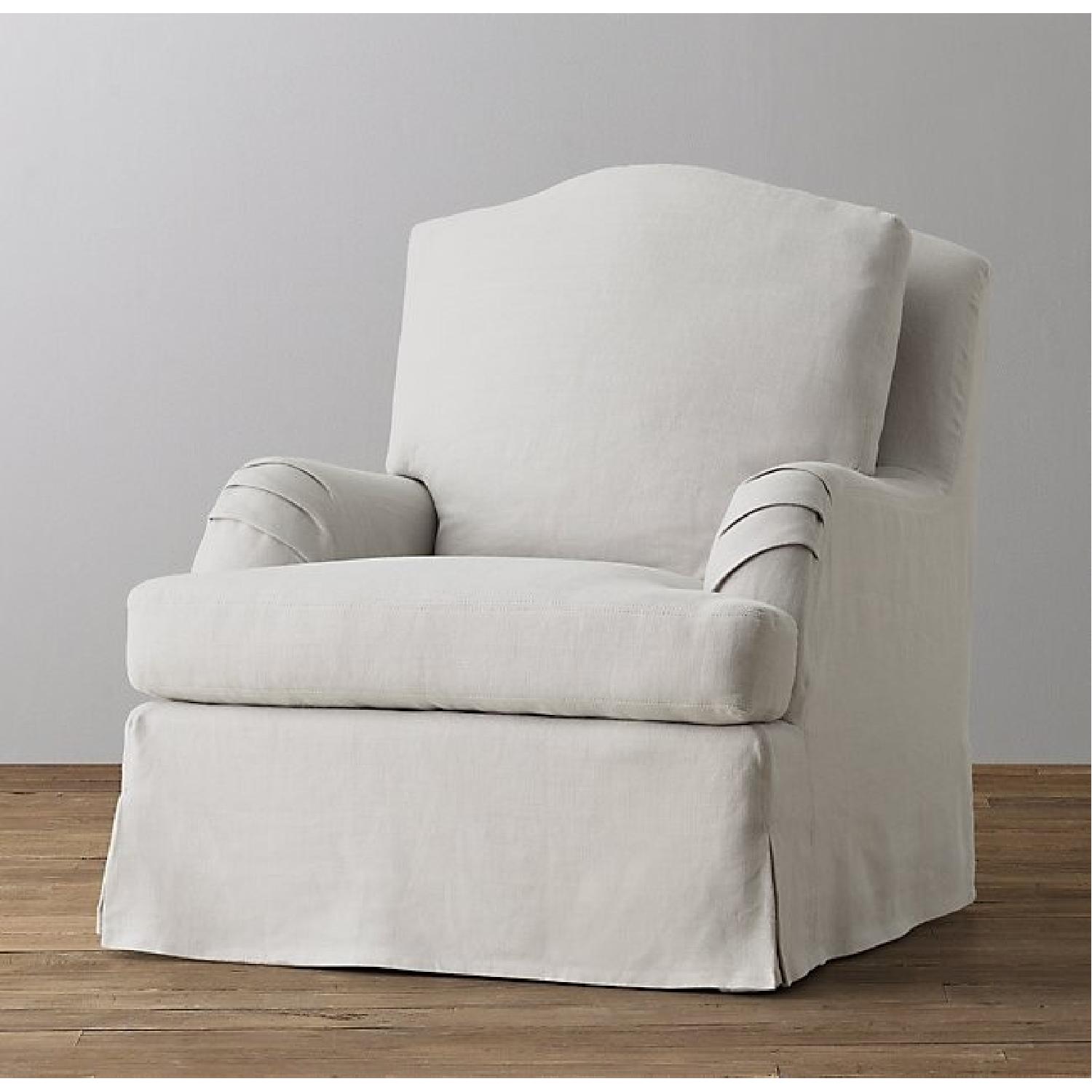 Restoration Hardware Camelback Slipcovered Swivel Glider - image-6