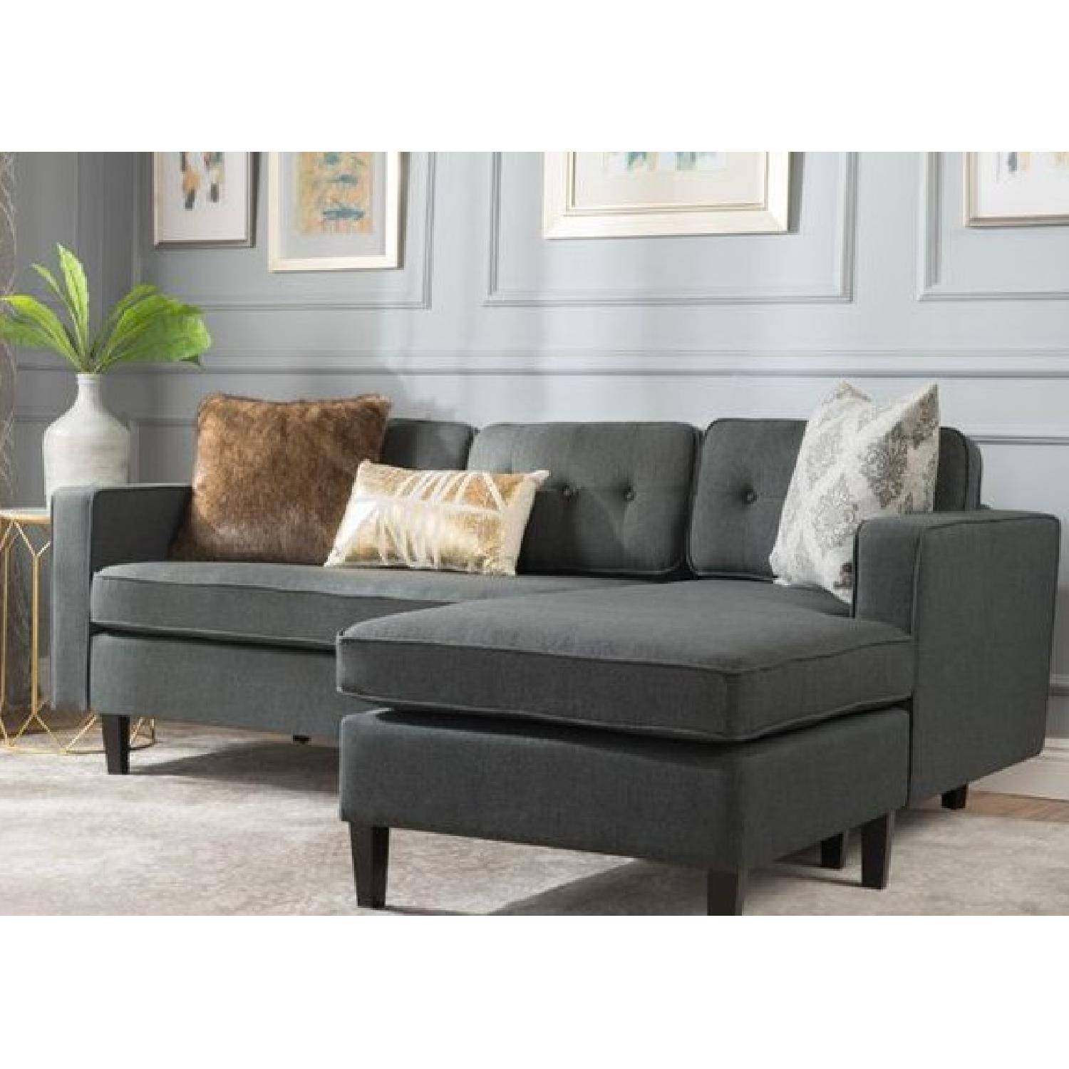 Windsor Mid Century 2 Piece Fabric Chaise Sectional Sofa AptDeco