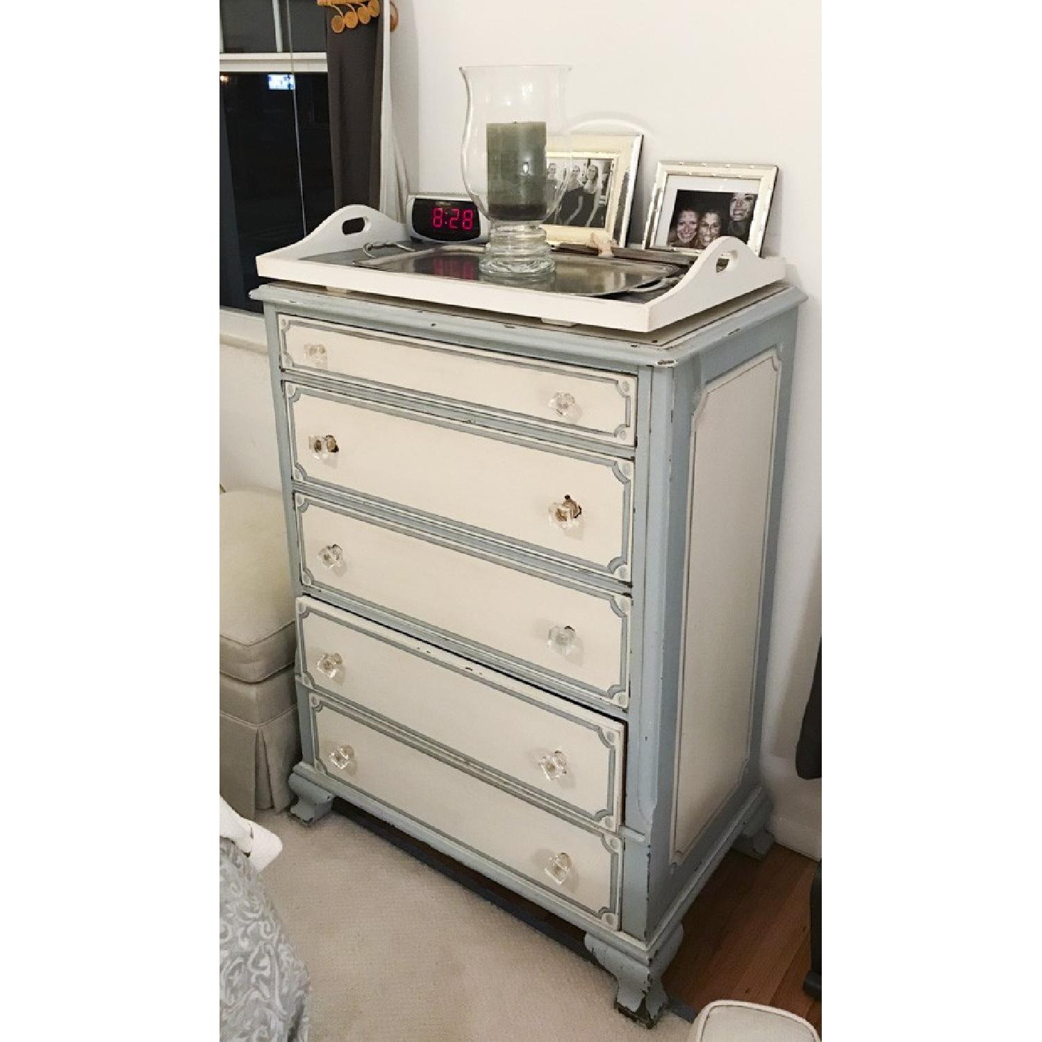 Hand-Painted 5 Drawer Dresser w/ Custom Glass Knobs - image-1
