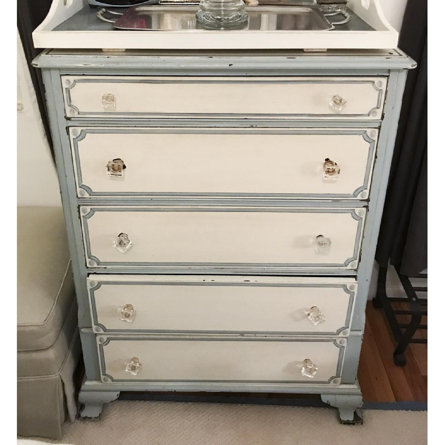 Hand-Painted 5 Drawer Dresser w/ Custom Glass Knobs - image-3