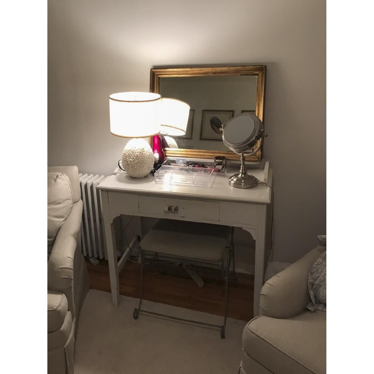 Shabby Chic Vanity/Desk w/ Cushioned Seat - image-3