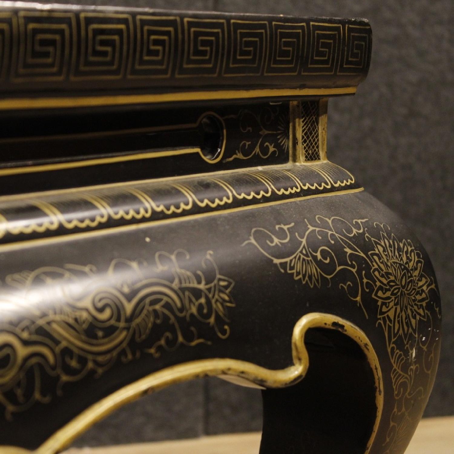 French Coffee Table in Lacquered Painted & Gilded Wood - image-8