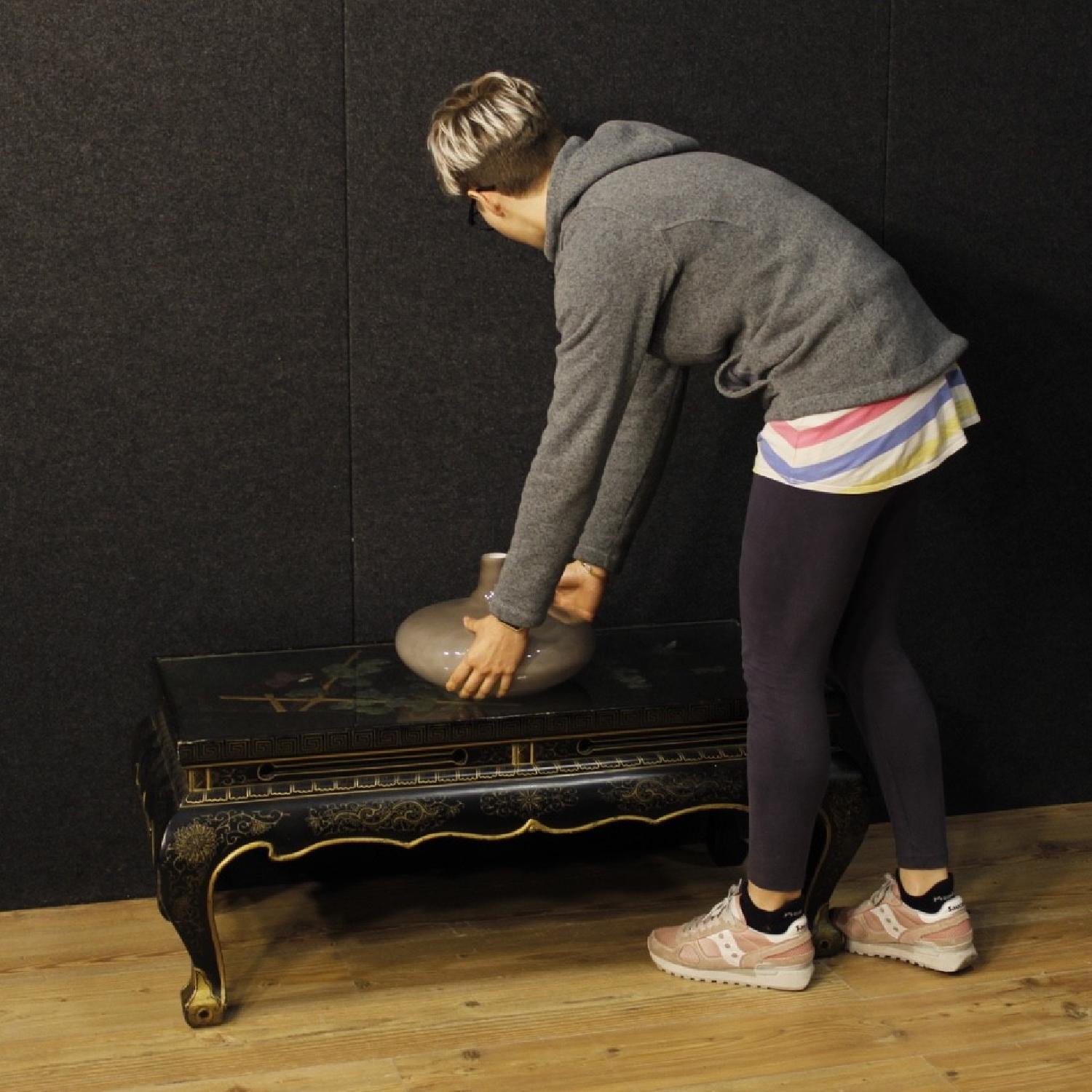 French Coffee Table in Lacquered Painted & Gilded Wood - image-11