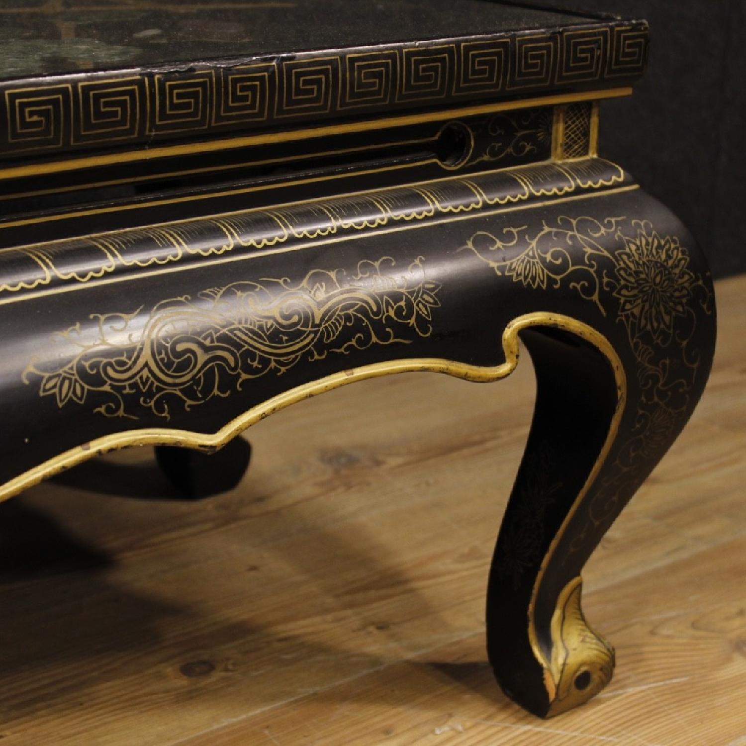 French Coffee Table in Lacquered Painted & Gilded Wood - image-12