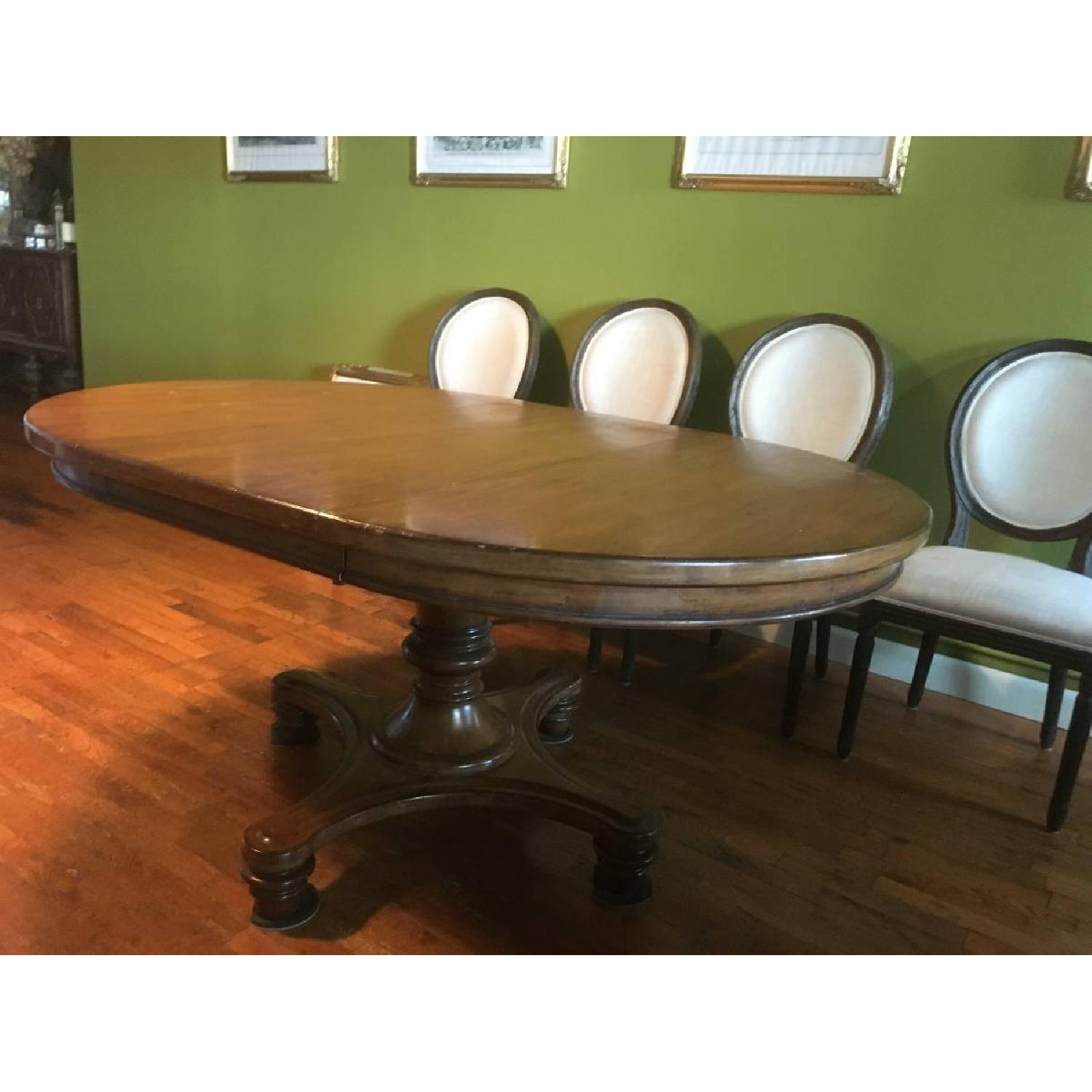 Pottery Barn Montego Pedestal Extendable Dining Table AptDeco