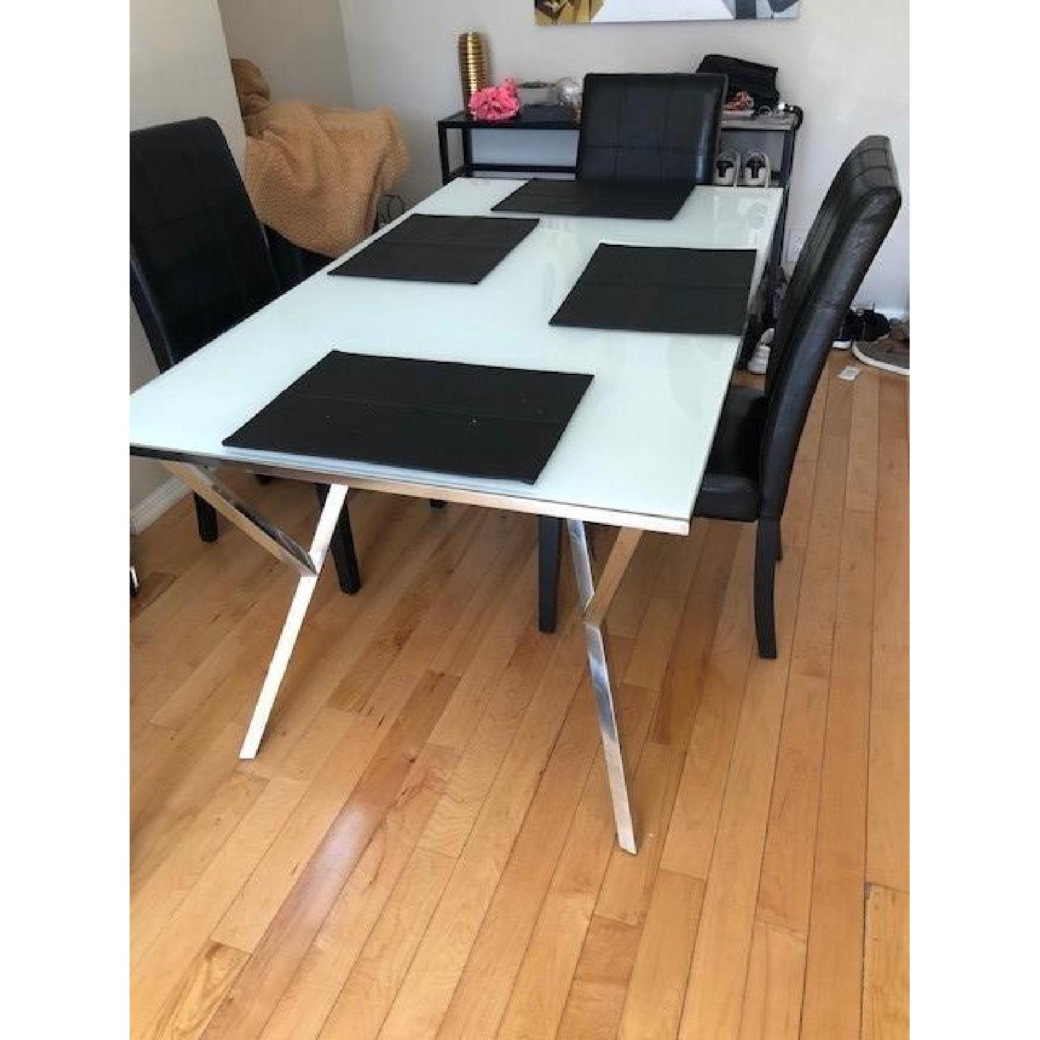 Chintaly Jade Frosted Glass Dining Table w/ 4 Chairs - image-1