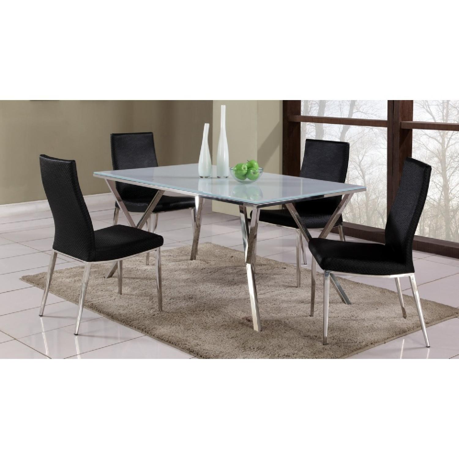 Chintaly Jade Frosted Glass Dining Table w/ 4 Chairs - image-5