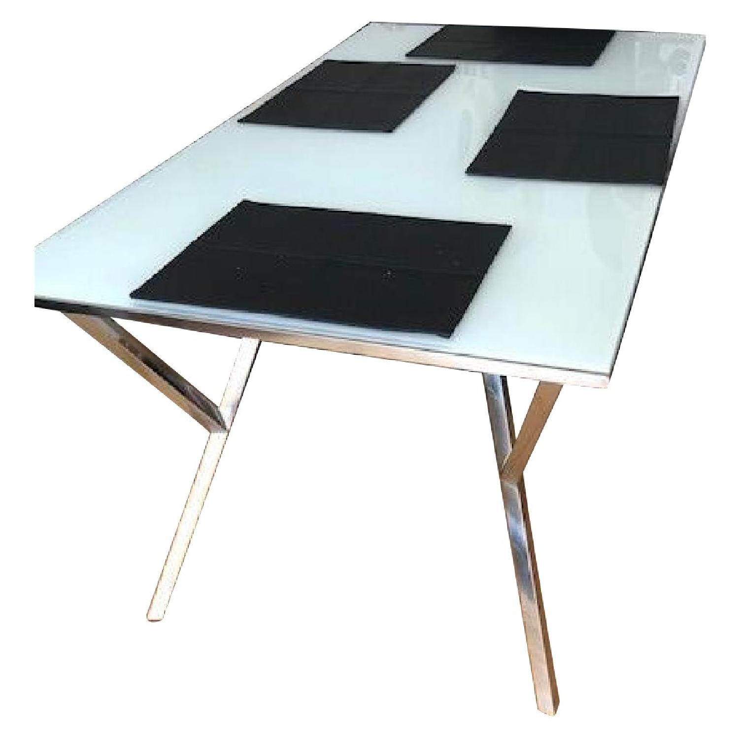 Chintaly Jade Frosted Glass Dining Table w/ 4 Chairs - image-6