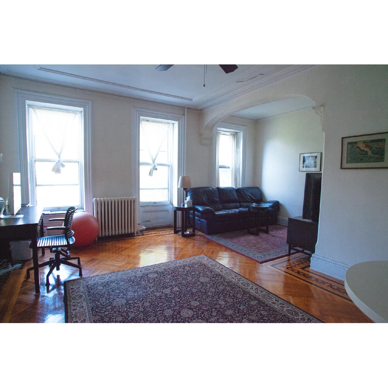 Ethan Allen Slate Brady Sofa w/ Reclining Seats AptDeco