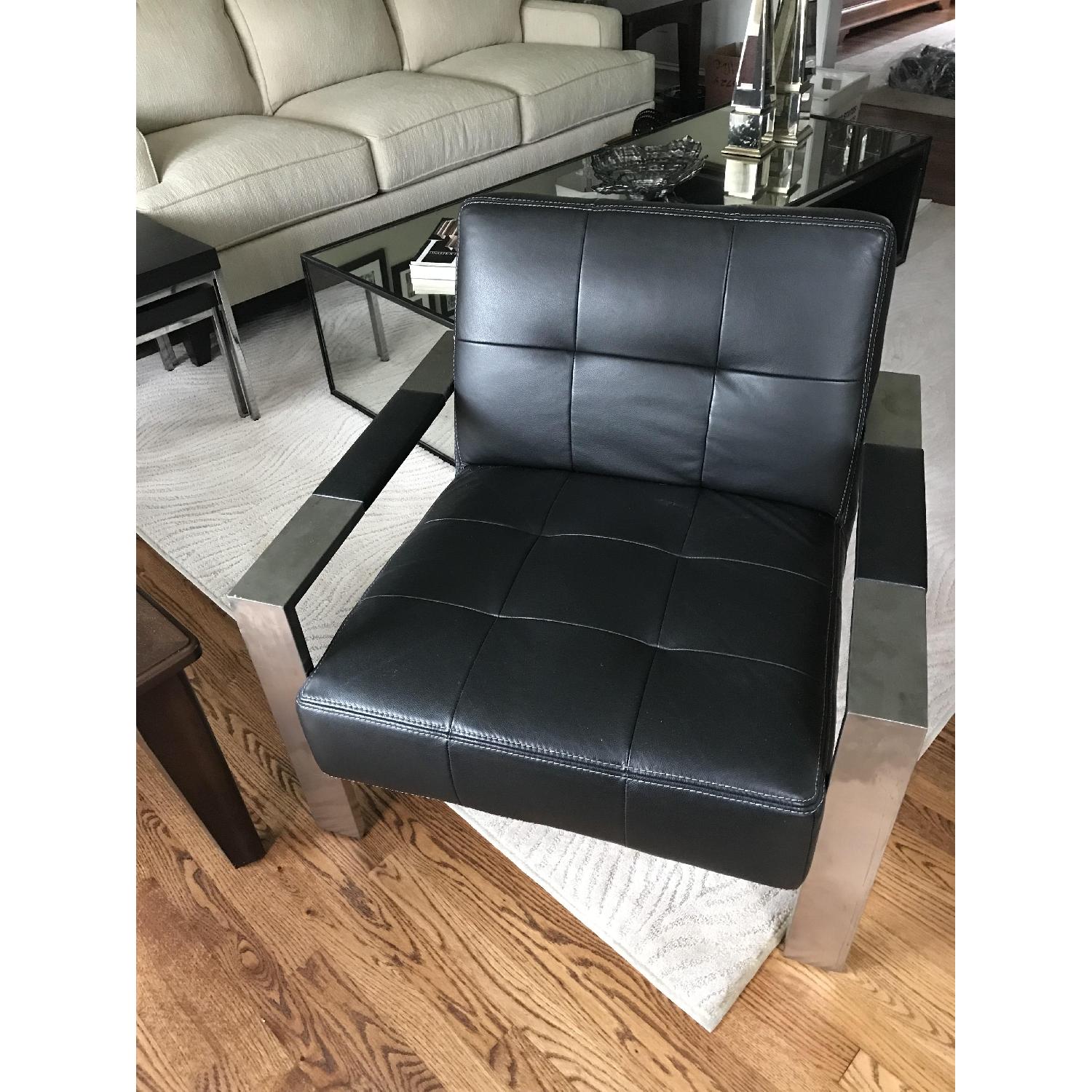 Black Leather & Metal Chair - image-1