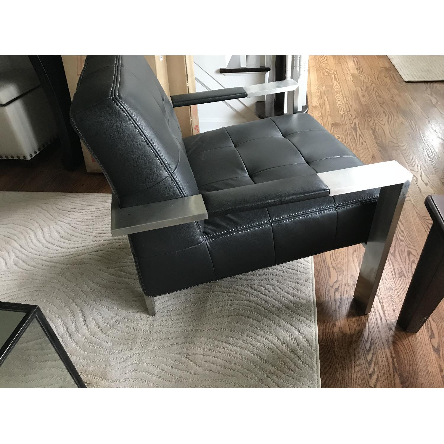 Black Leather & Metal Chair - image-2
